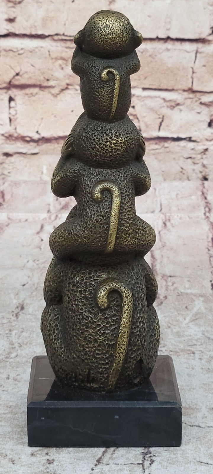 The Hear-No See-No Speak-No Evil Monkeys Statue pure 100% Real Bronze statue