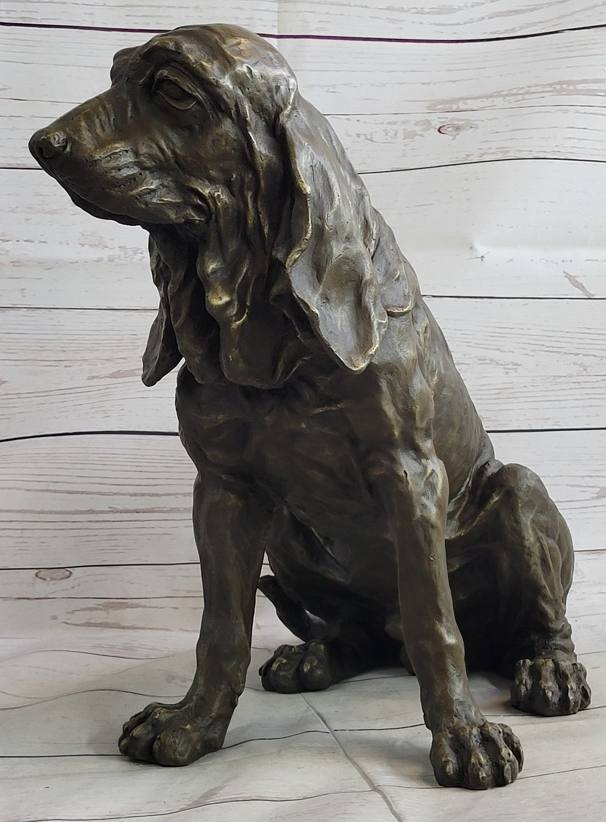 Handcrafted bronze sculpture SALE Dec Backyard Garden Dog Hound Original Signed