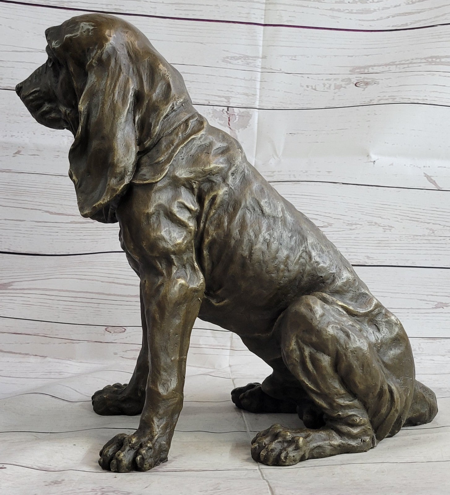 Handcrafted bronze sculpture SALE Dec Backyard Garden Dog Hound Original Signed