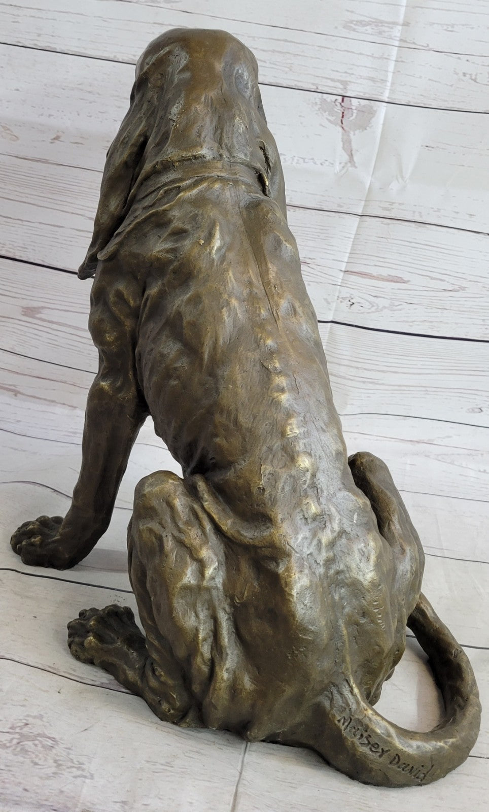 Handcrafted bronze sculpture SALE Dec Backyard Garden Dog Hound Original Signed