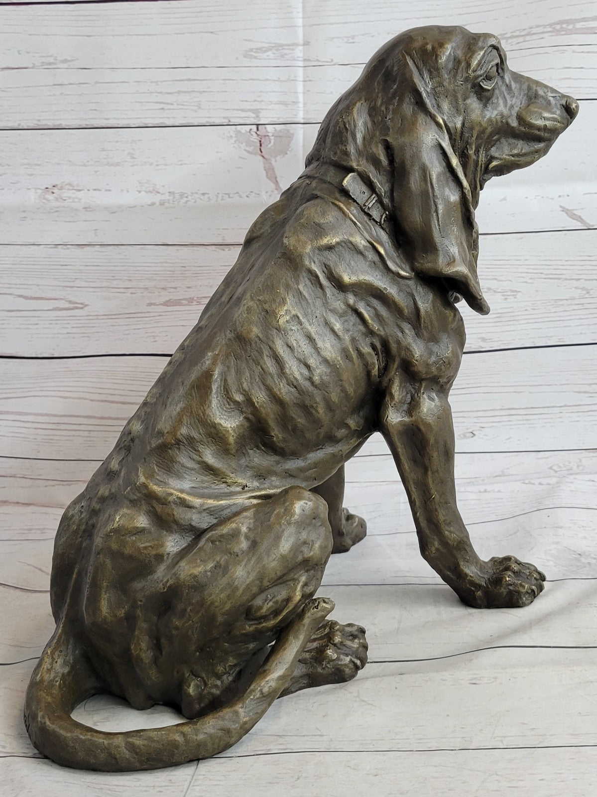 Handcrafted bronze sculpture SALE Dec Backyard Garden Dog Hound Original Signed