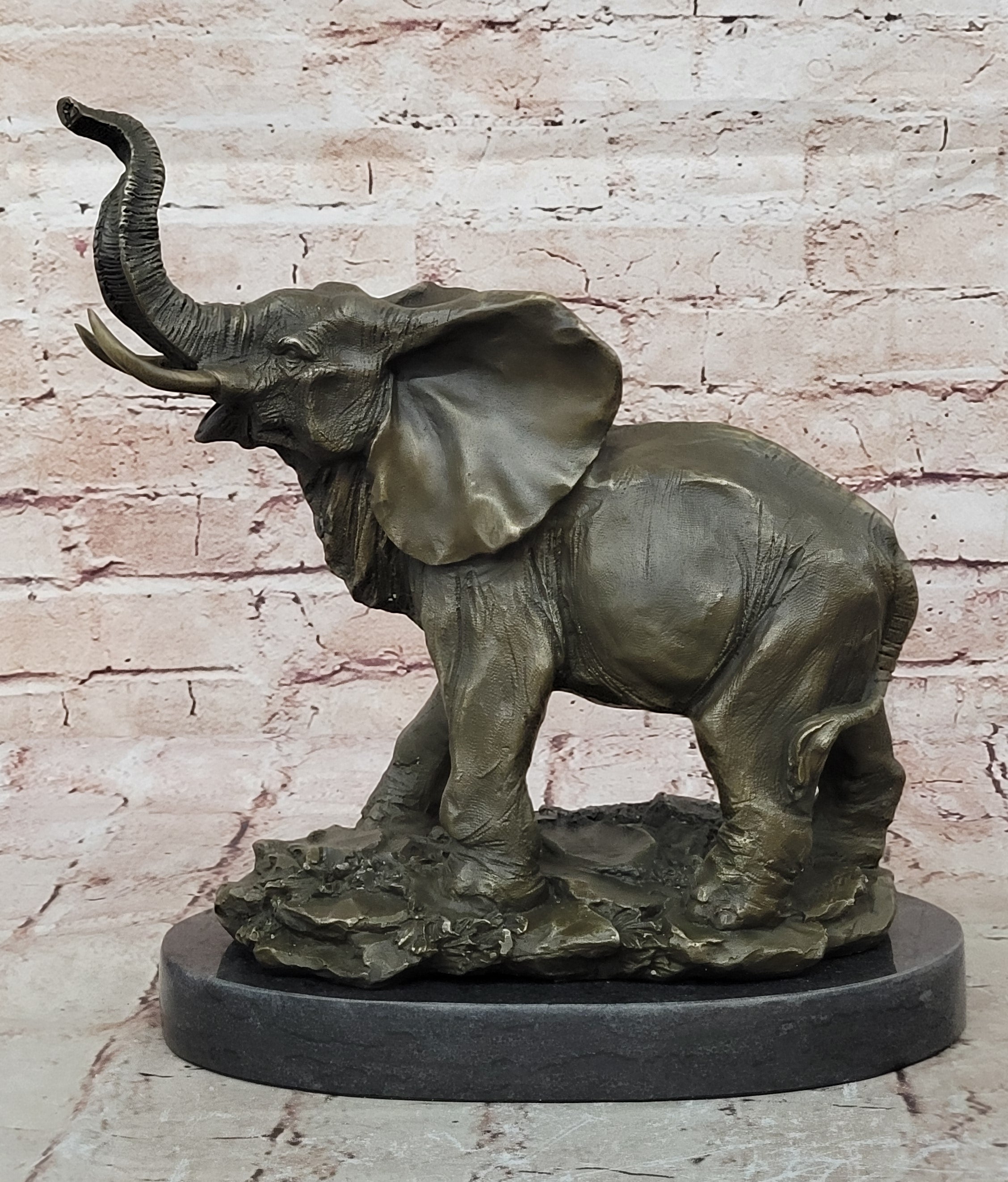 14"Chinese Art Bronze sculpture Proboscidea Elephant King of forest Statue