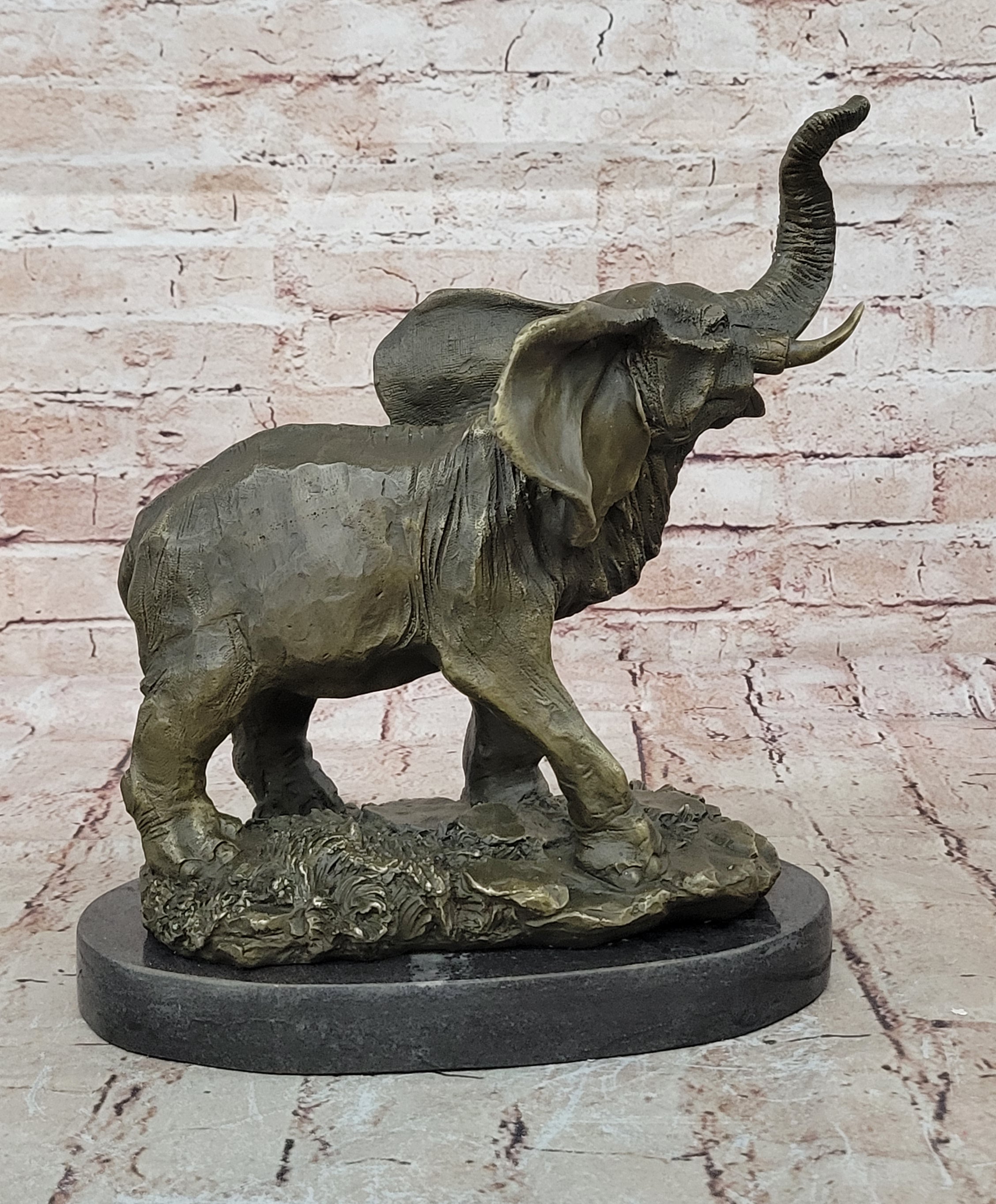 14"Chinese Art Bronze sculpture Proboscidea Elephant King of forest Statue
