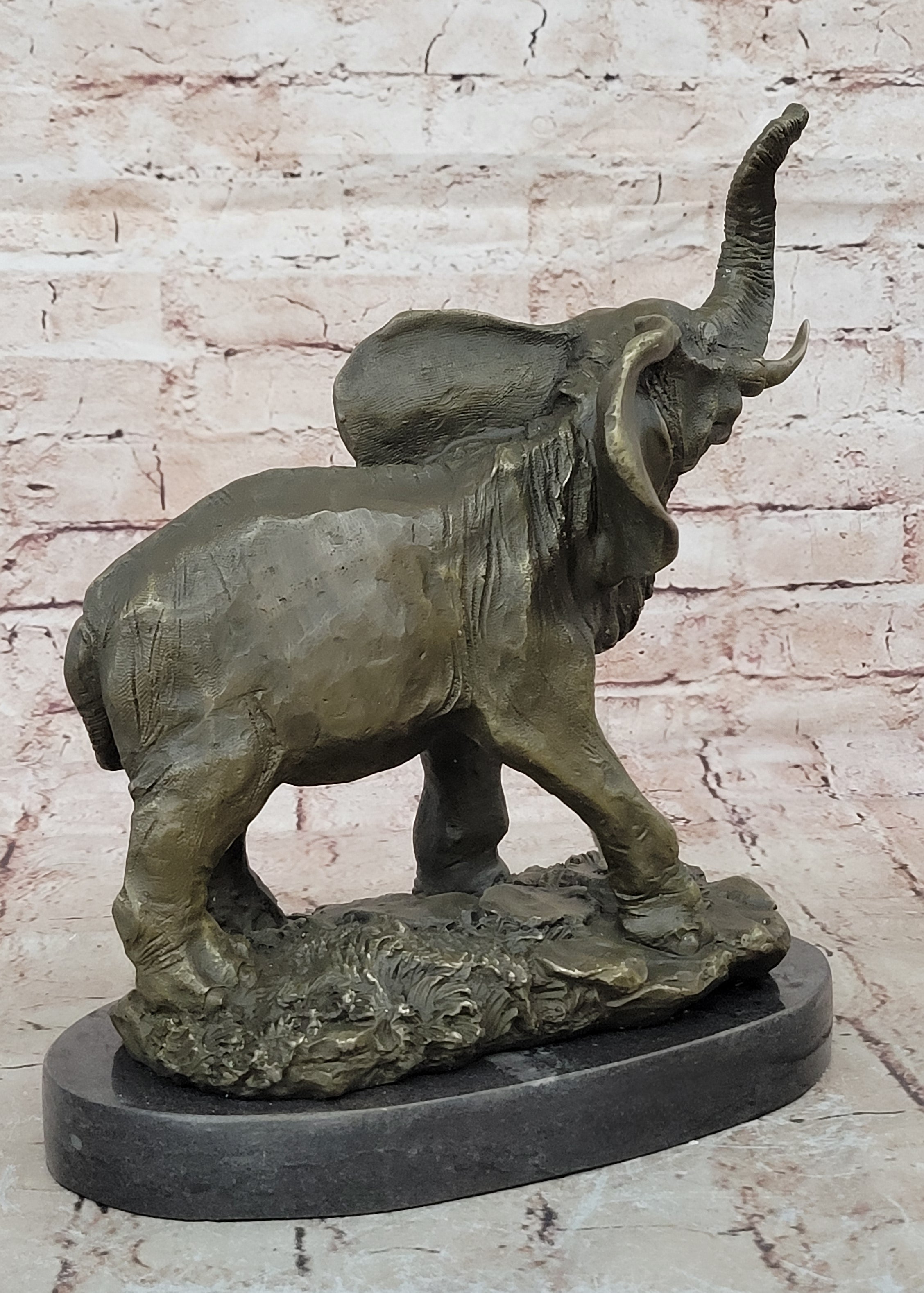 14"Chinese Art Bronze sculpture Proboscidea Elephant King of forest Statue