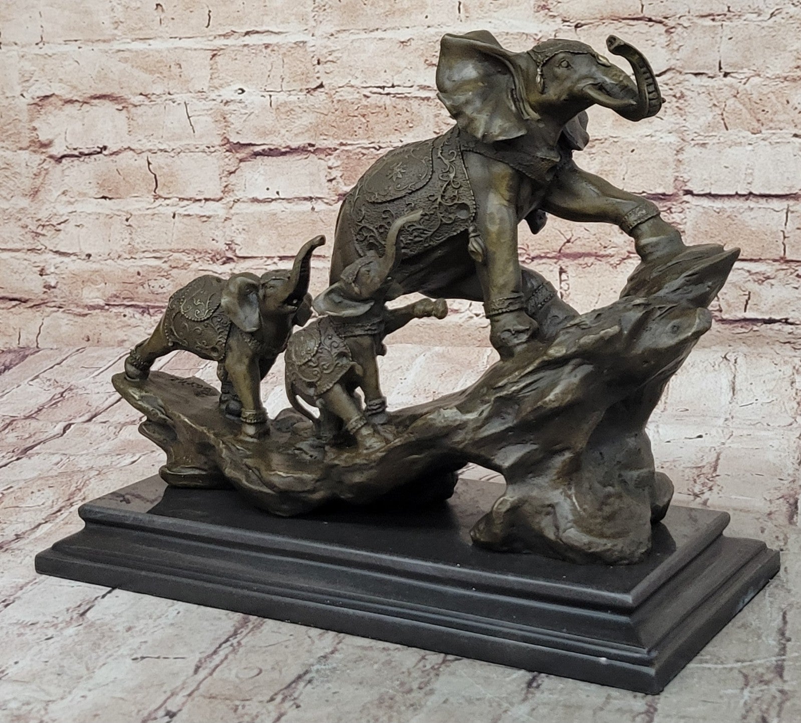 Museum Quality Elephant Family Bronze Sculpture | Artistic Wildlife Statue Sale