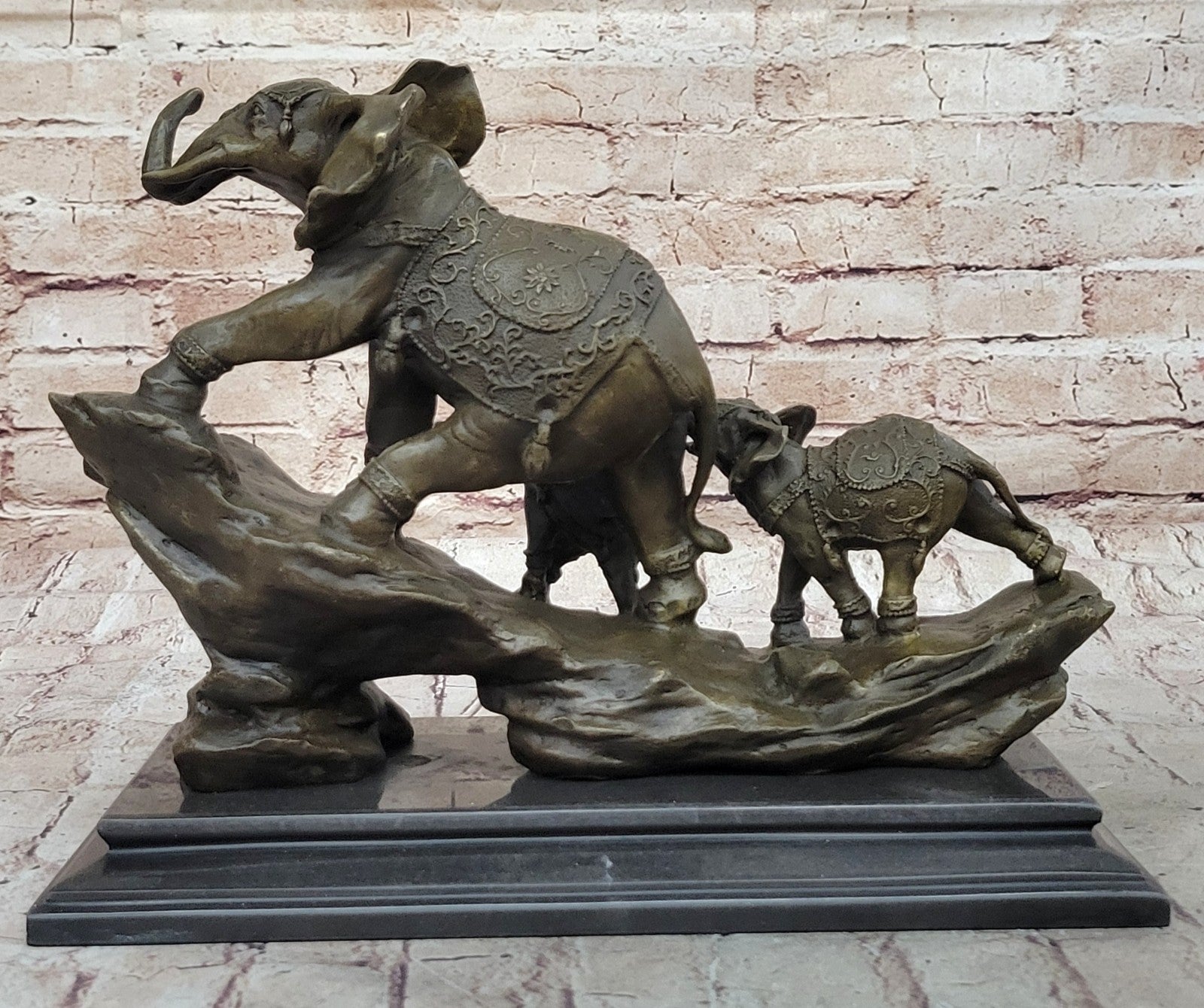 Museum Quality Elephant Family Bronze Sculpture | Artistic Wildlife Statue Sale