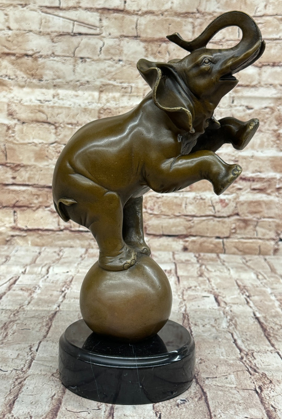 Solid Genuine Bronze Sculpture Bull Elephant by Bugatti Hand Made Figure Gift