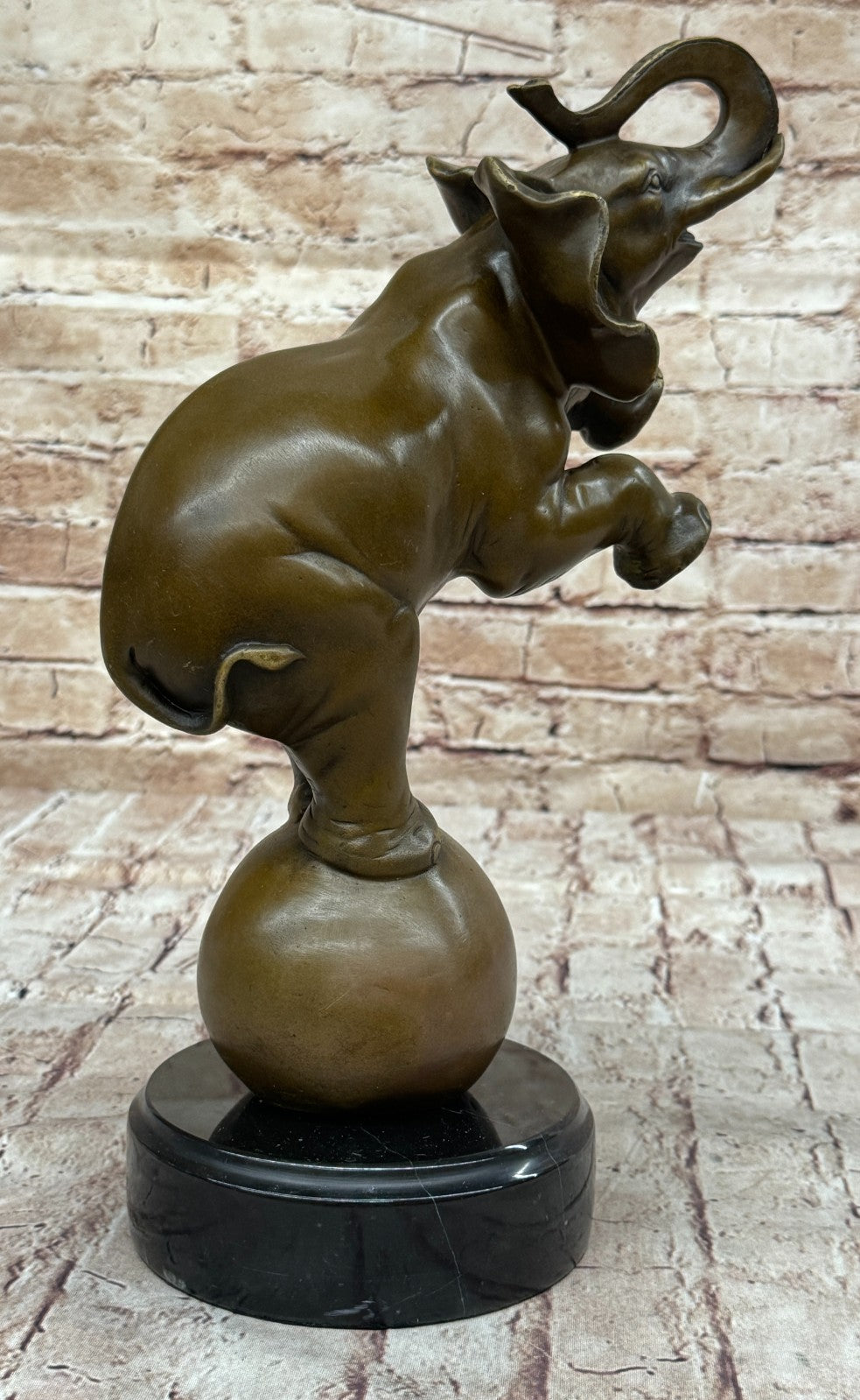 Solid Genuine Bronze Sculpture Bull Elephant by Bugatti Hand Made Figure Gift