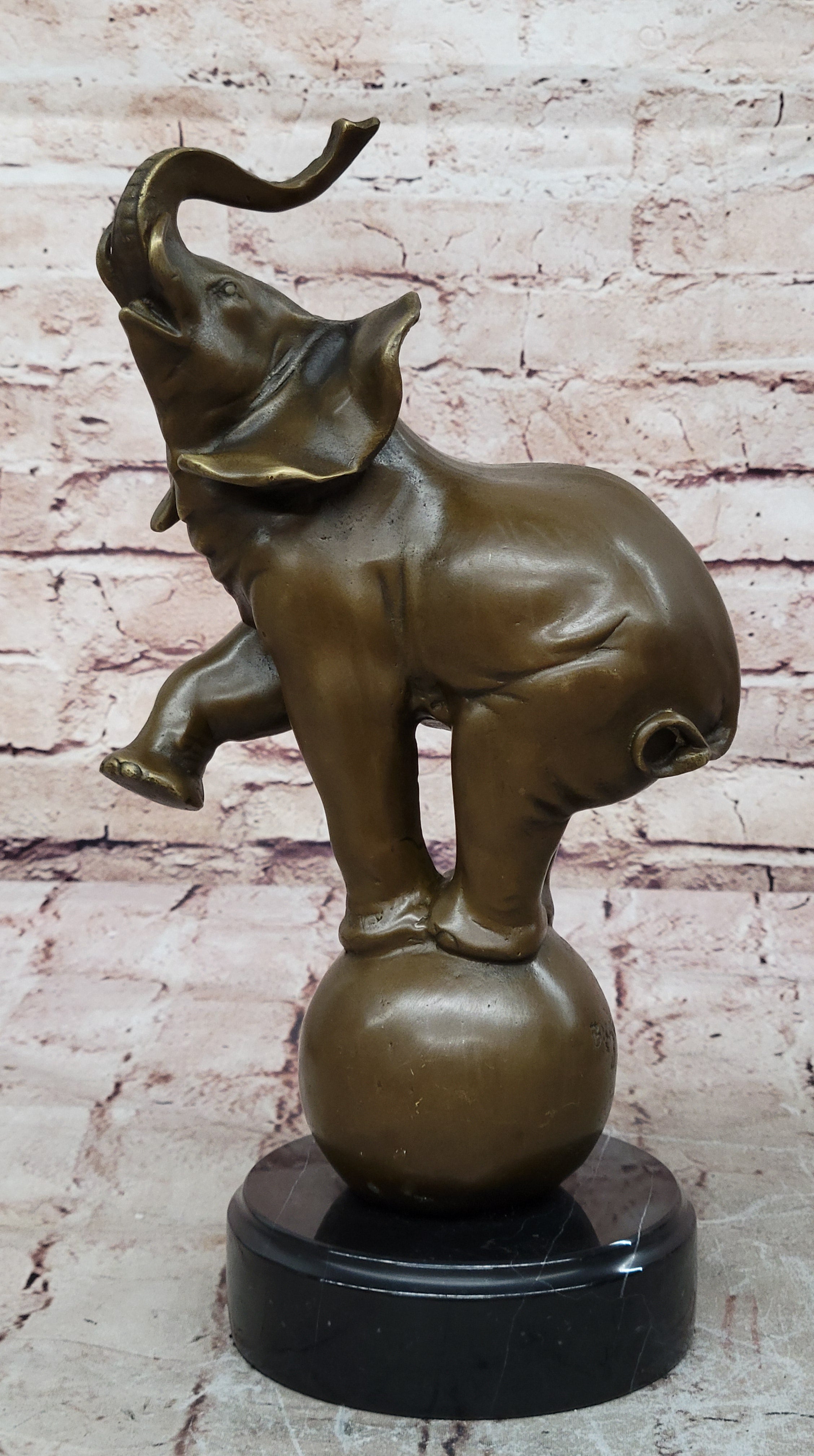 Abstract Modern Art Signed Bugatti Elephant Book End Bookend Bronze Statue