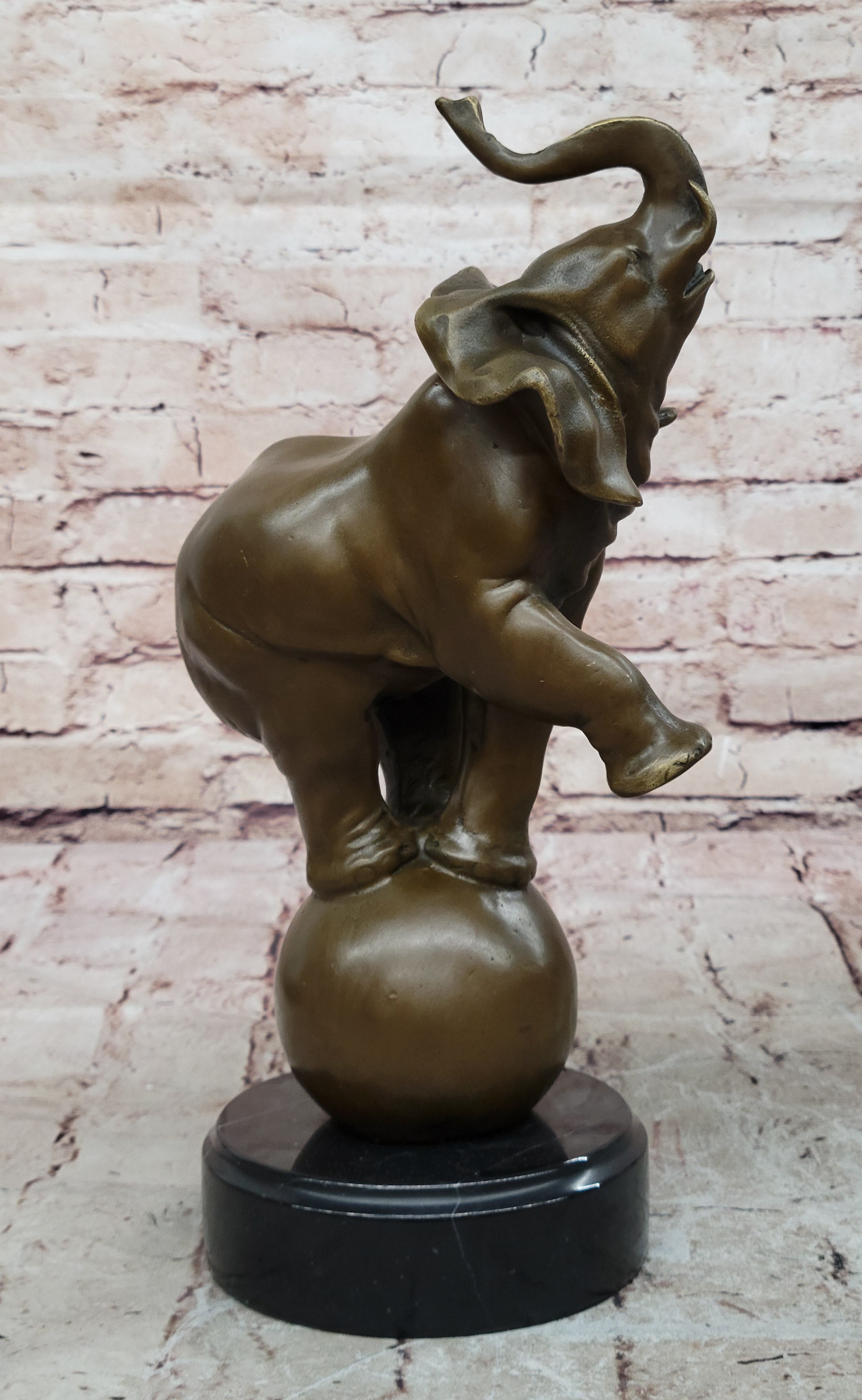 Abstract Modern Art Signed Bugatti Elephant Book End Bookend Bronze Statue