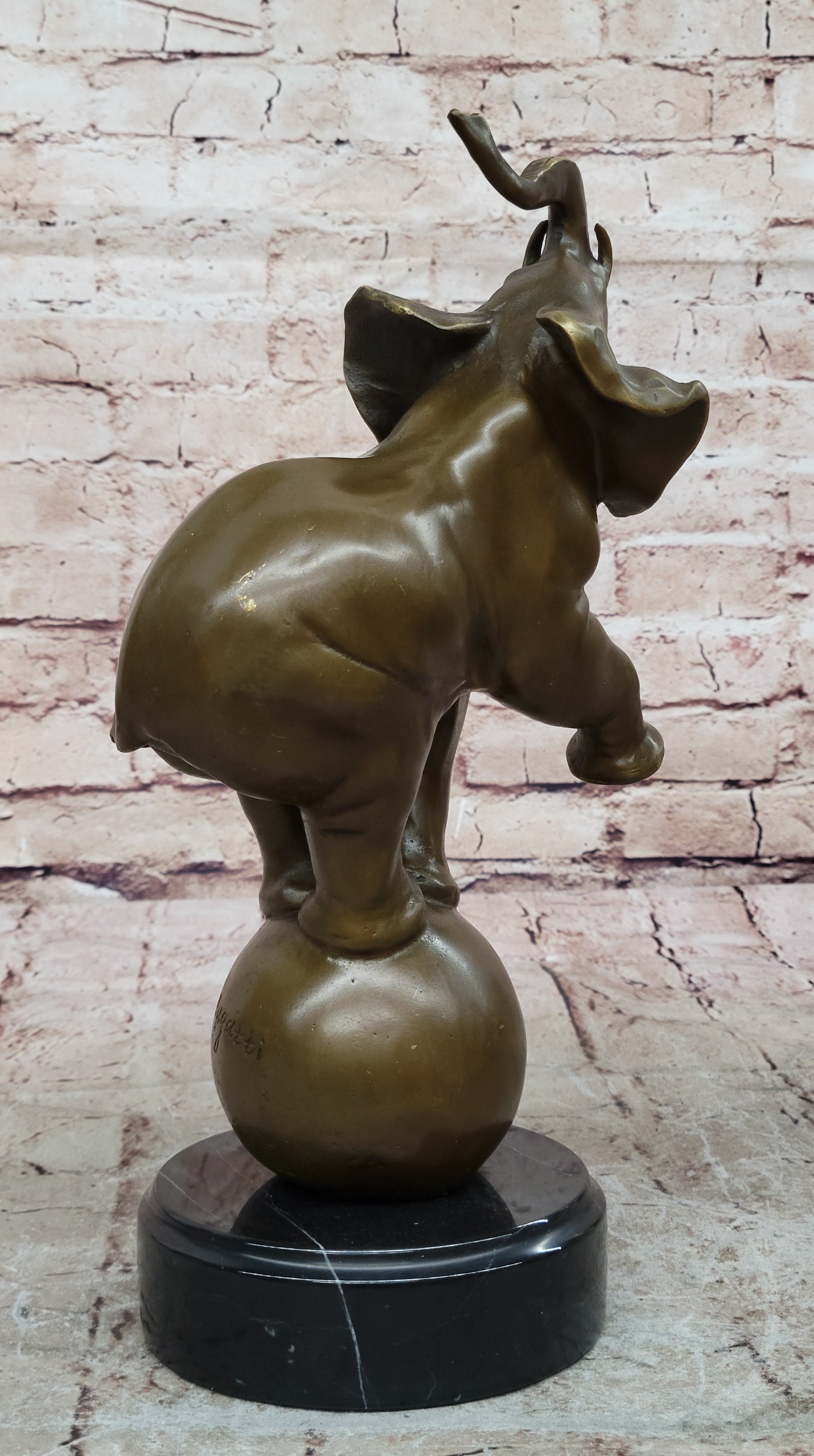 Abstract Modern Art Signed Bugatti Elephant Book End Bookend Bronze Statue