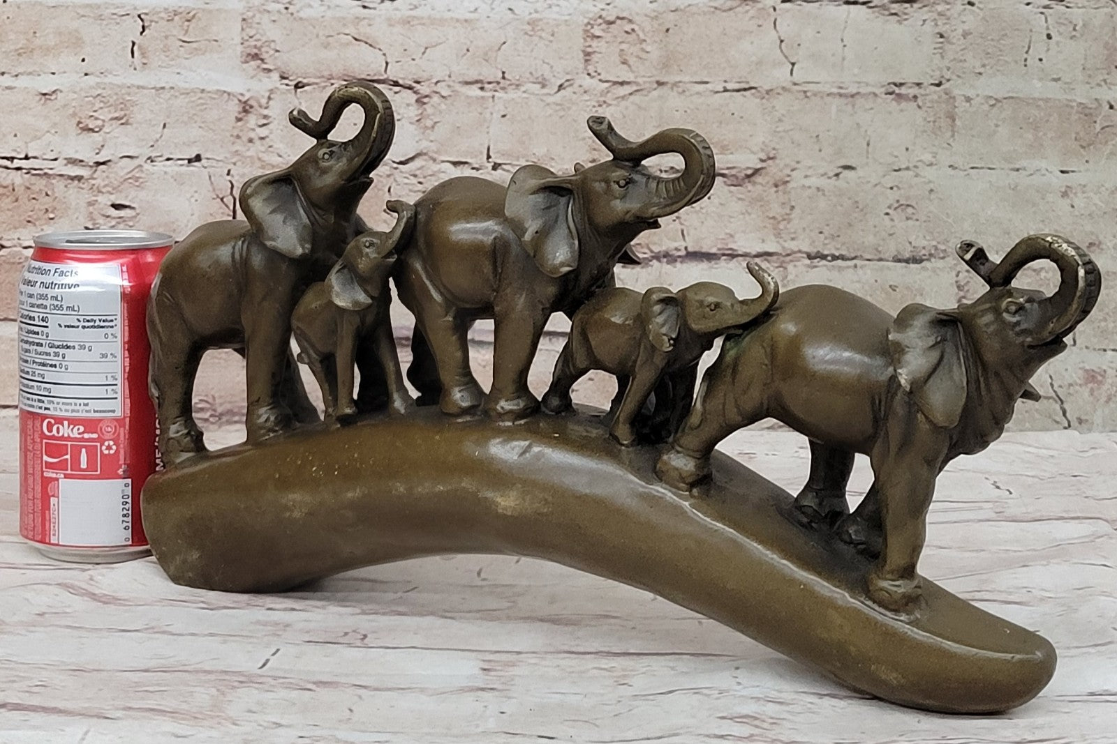 Original Artwork by American artist Williams Pack of Happy Elephants Bronze Statue