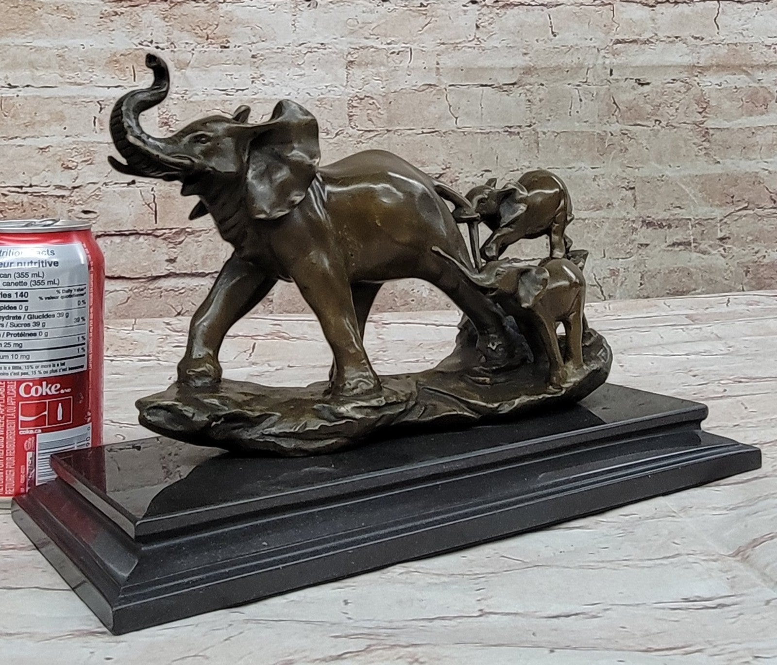 Graceful Bronze Statue of a Mother Elephant and Twin Calves - Signed Artwork by Williams