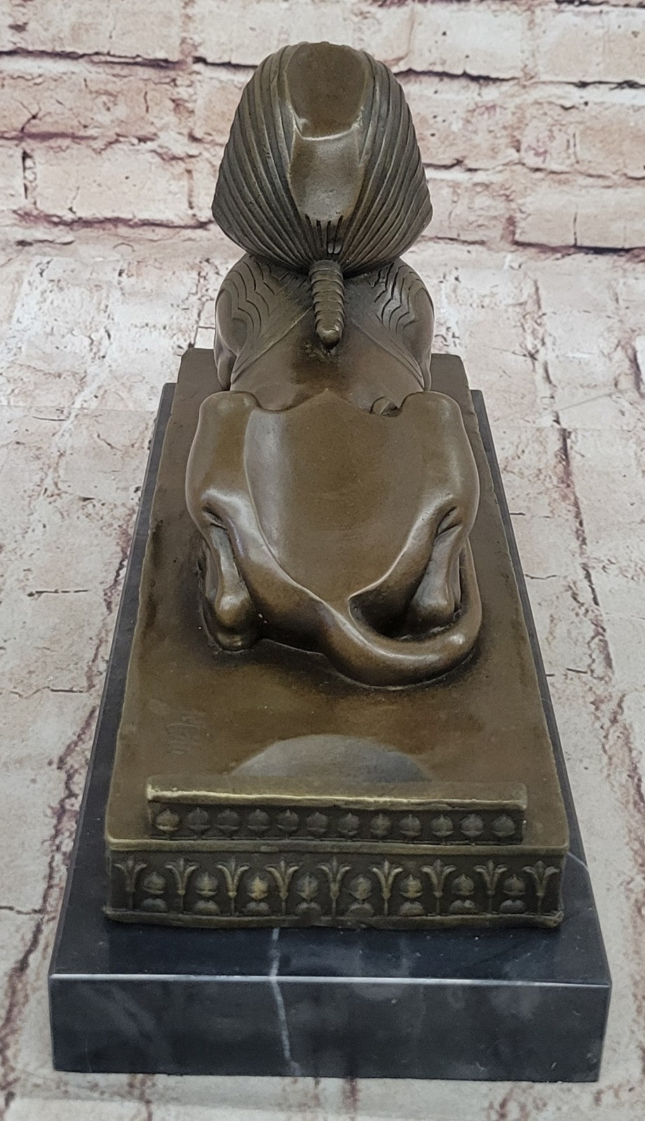 VINTAGE LARGE FABULOUS SPHINX BRONZE STATUES EGYPTIAN PHAROAH LION HAND MADE