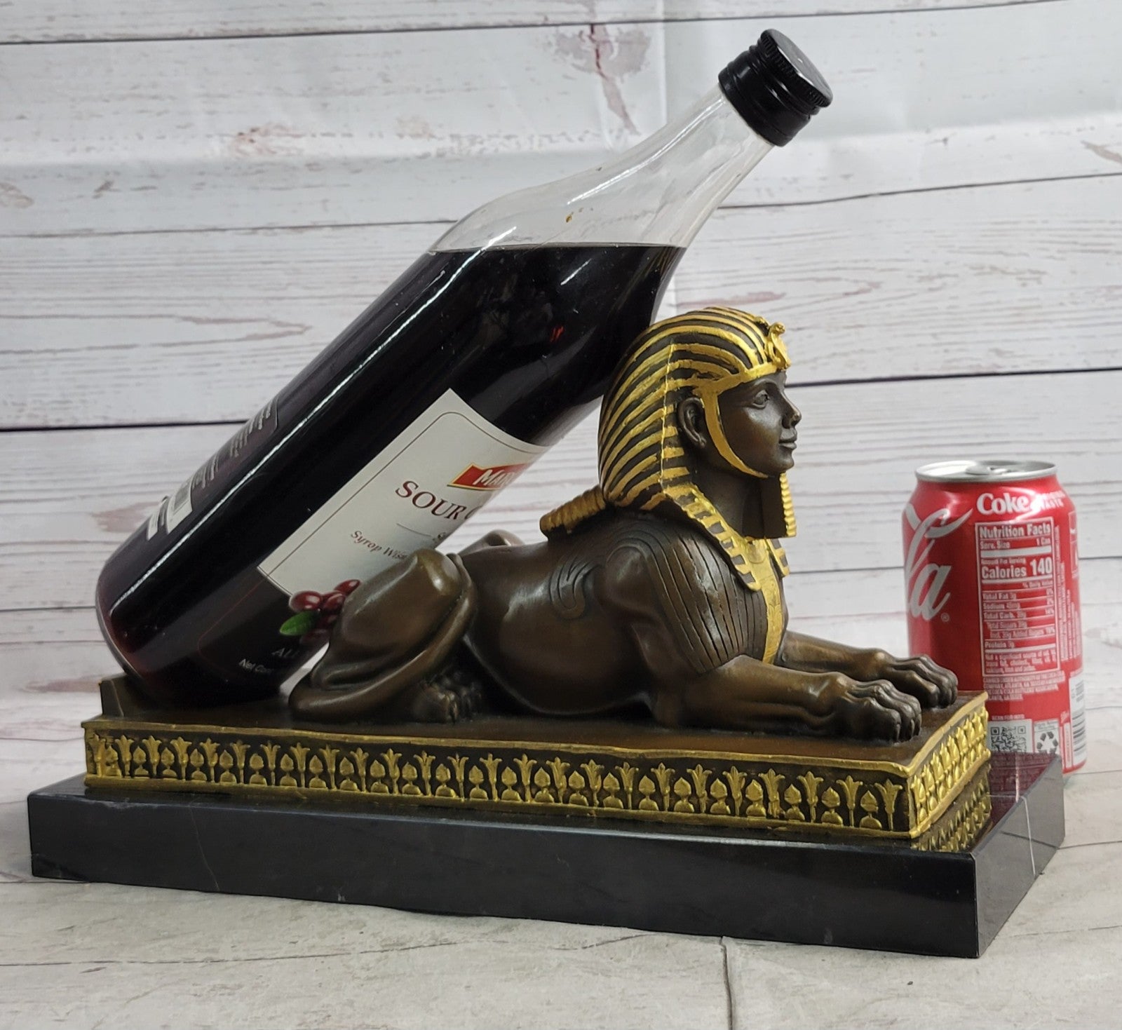 Stunning French Genuine Bronze sphinx Lion angel head Gothic Sculpture Statue