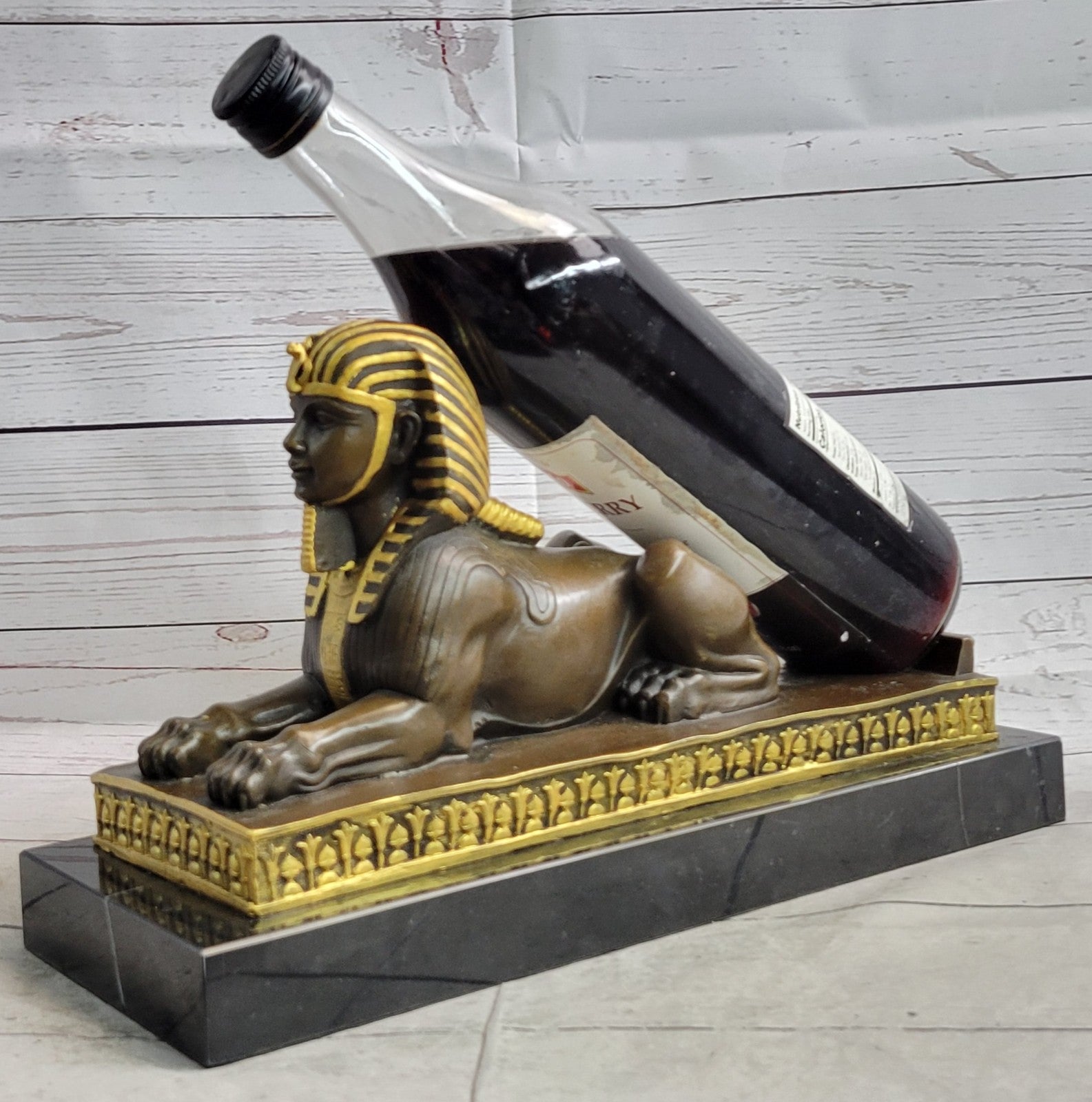 Stunning French Genuine Bronze sphinx Lion angel head Gothic Sculpture Statue