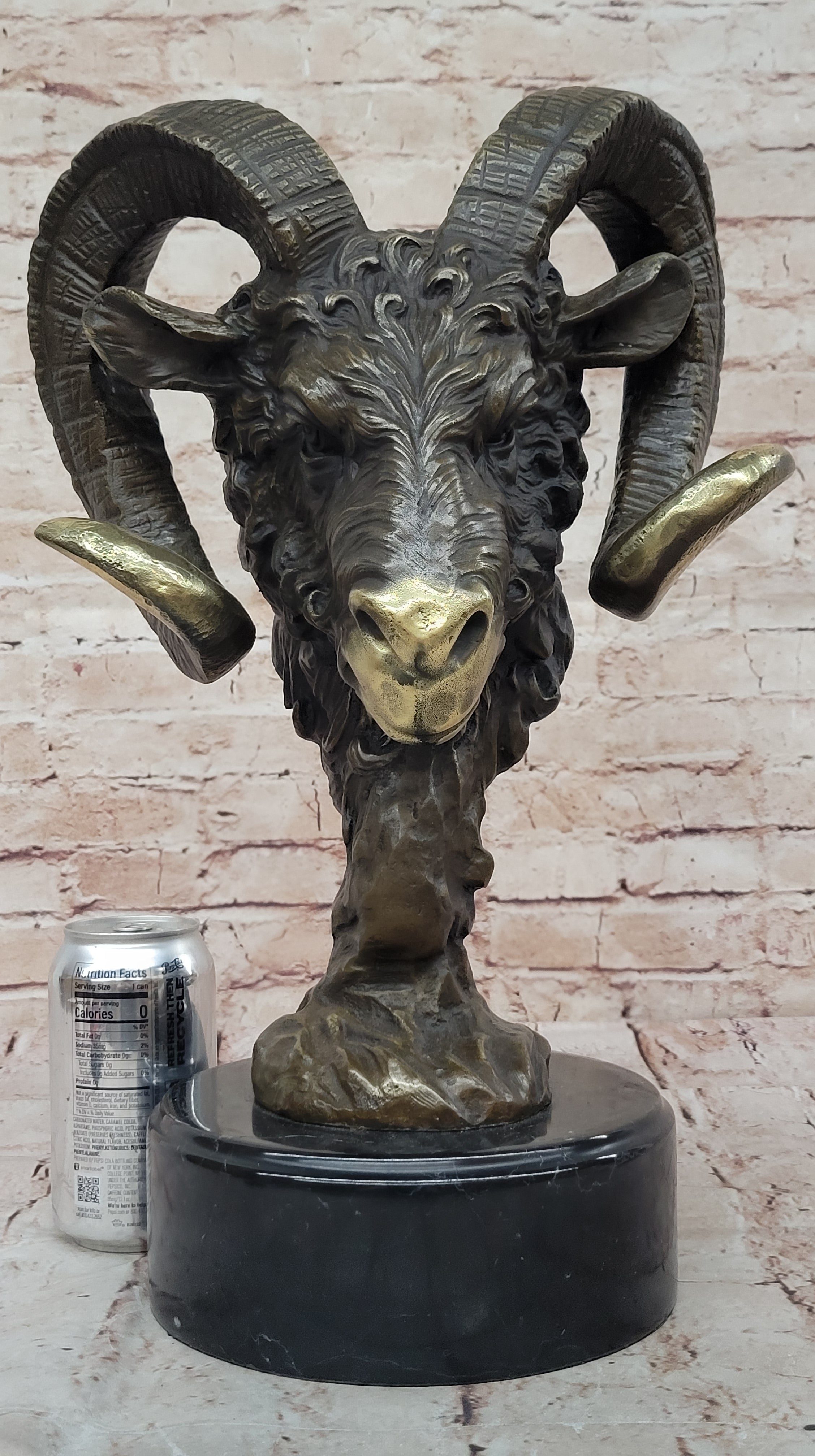 17" Chinese Bronze Wealth Yuanbao Money Animal Sheep Ram Goat Ruyi Ru Yi Statue