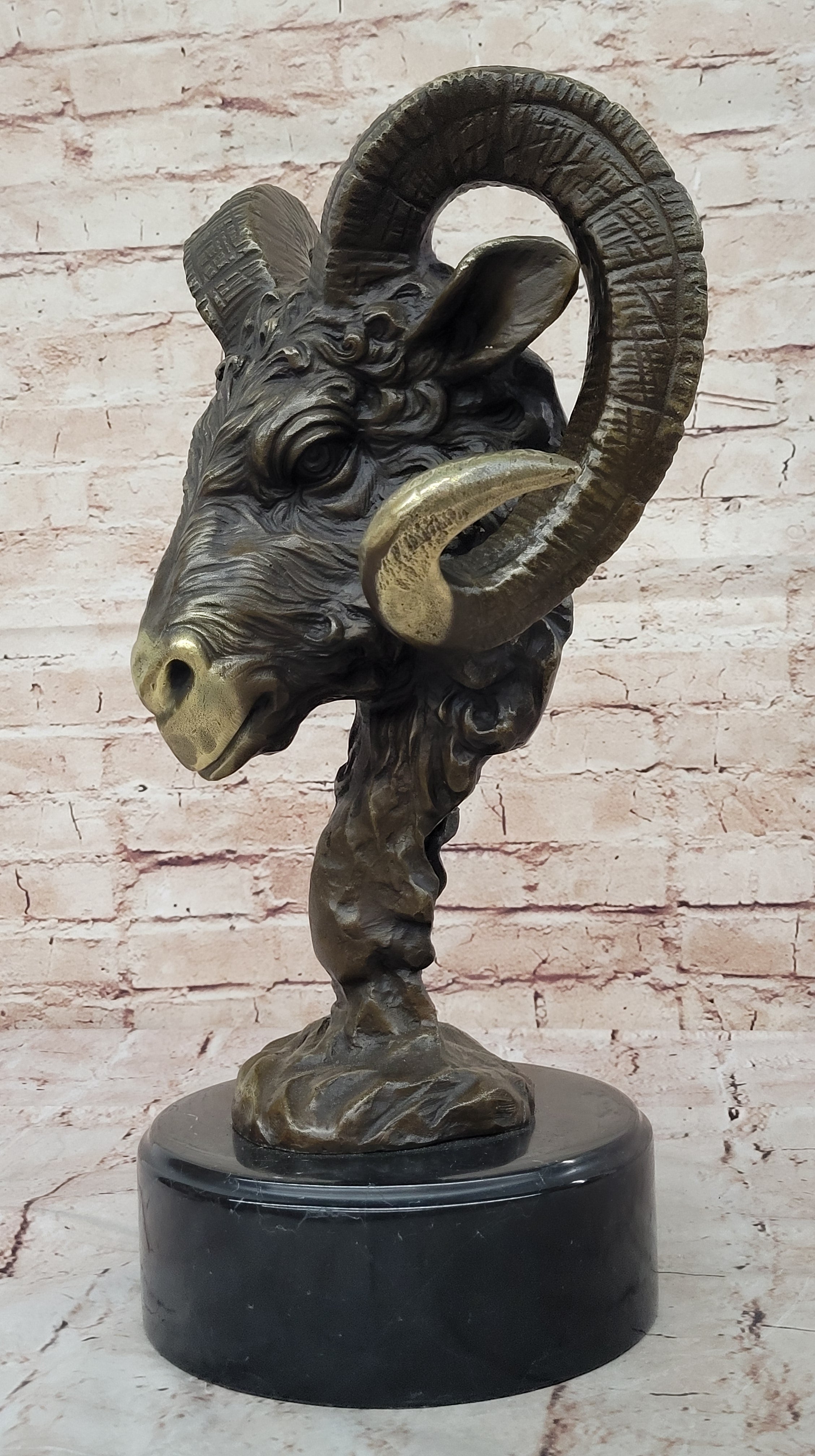 17" Chinese Bronze Wealth Yuanbao Money Animal Sheep Ram Goat Ruyi Ru Yi Statue