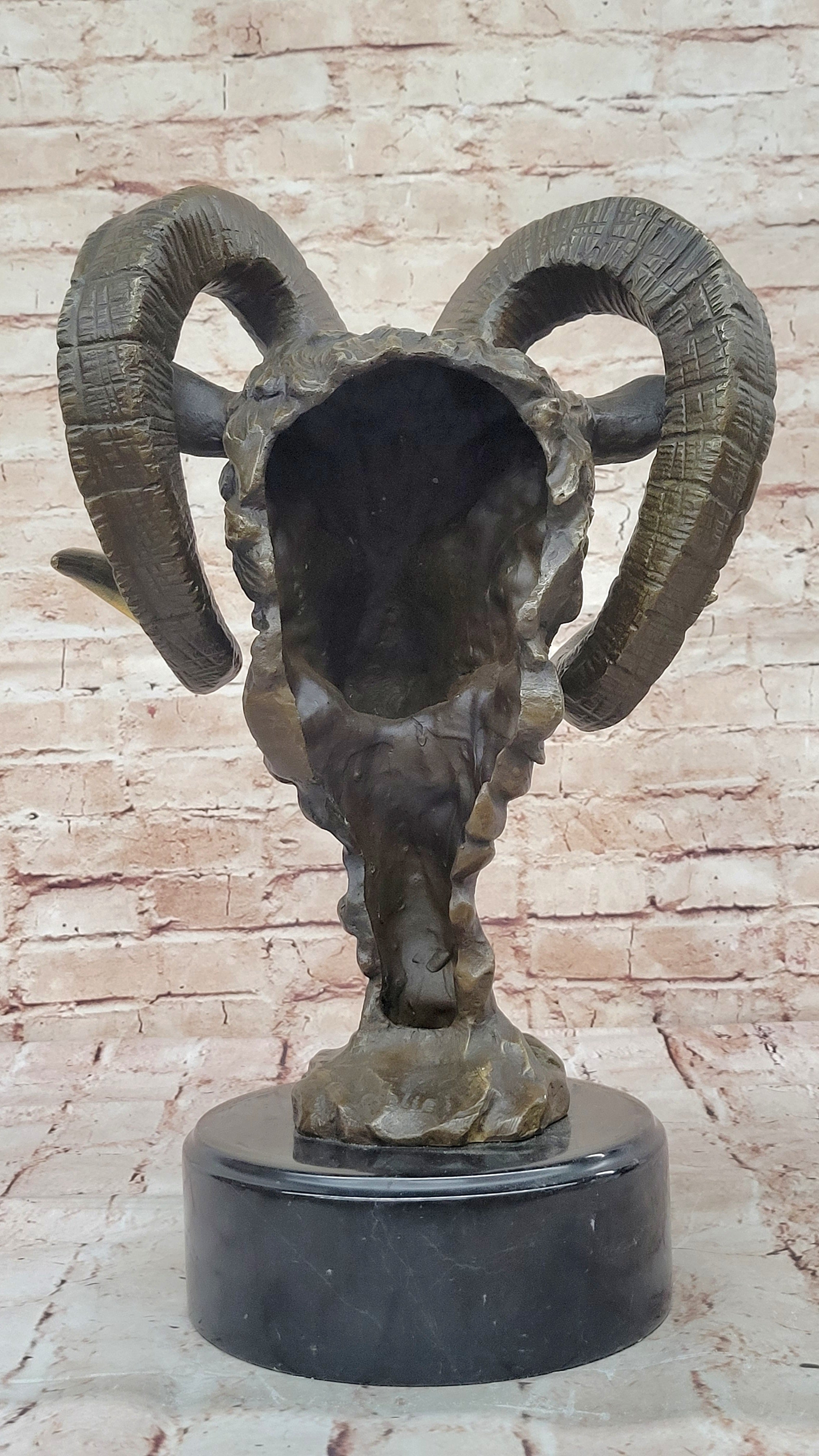 17" Chinese Bronze Wealth Yuanbao Money Animal Sheep Ram Goat Ruyi Ru Yi Statue