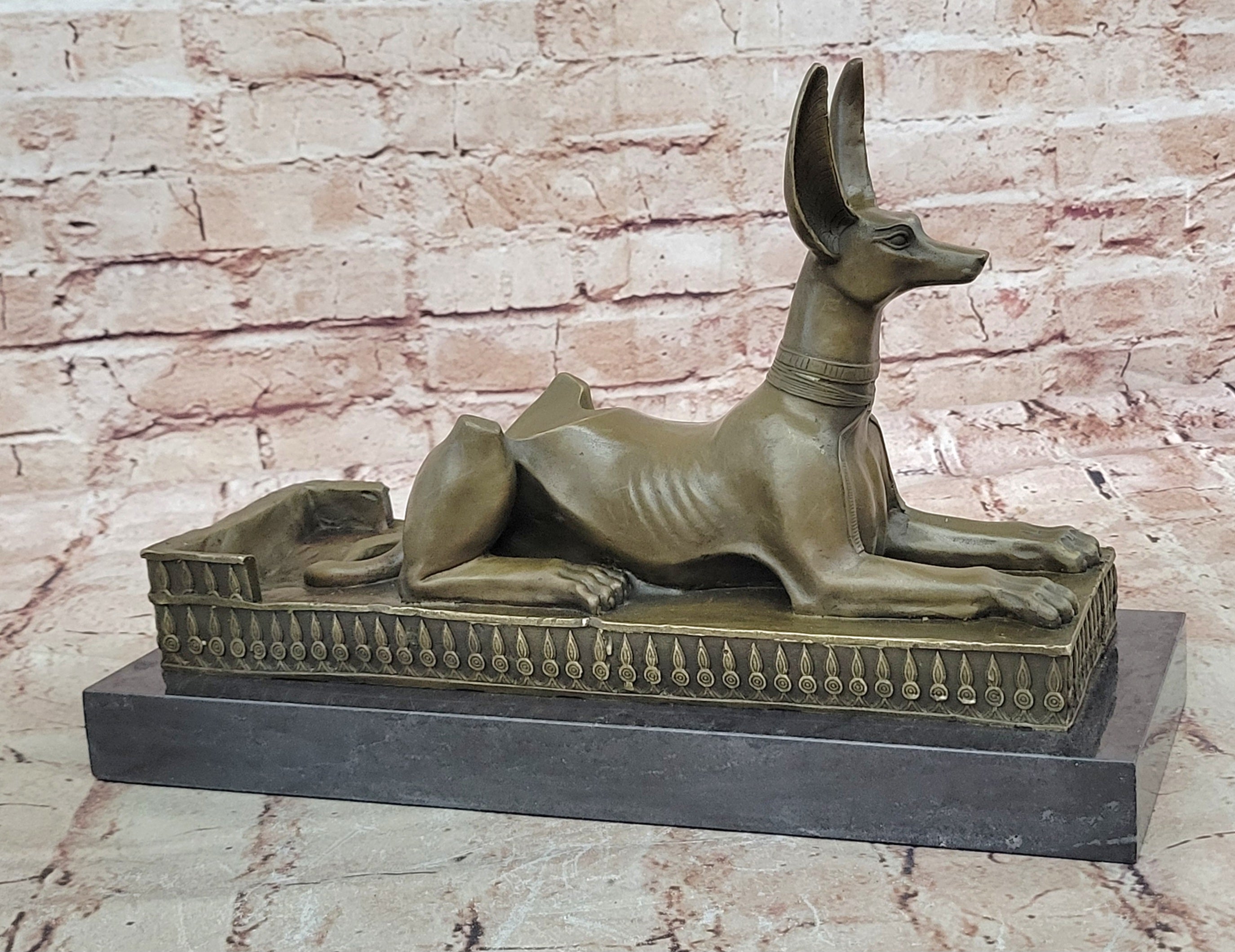 Art Deco Hand Made by Lost Wax Egypt Egyptian Dog Bronze Sculpture Statue Gift