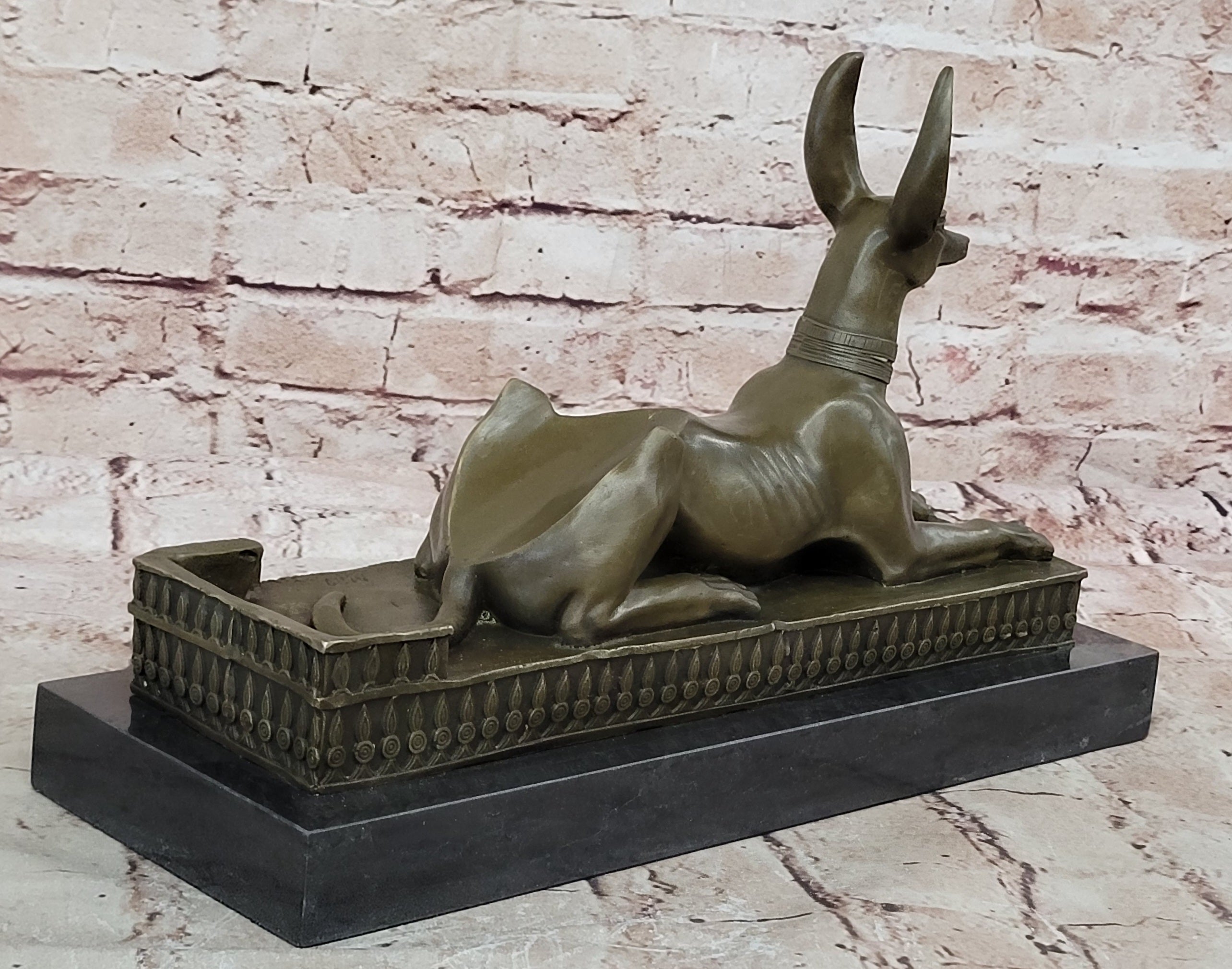 Art Deco Hand Made by Lost Wax Egypt Egyptian Dog Bronze Sculpture Statue Gift