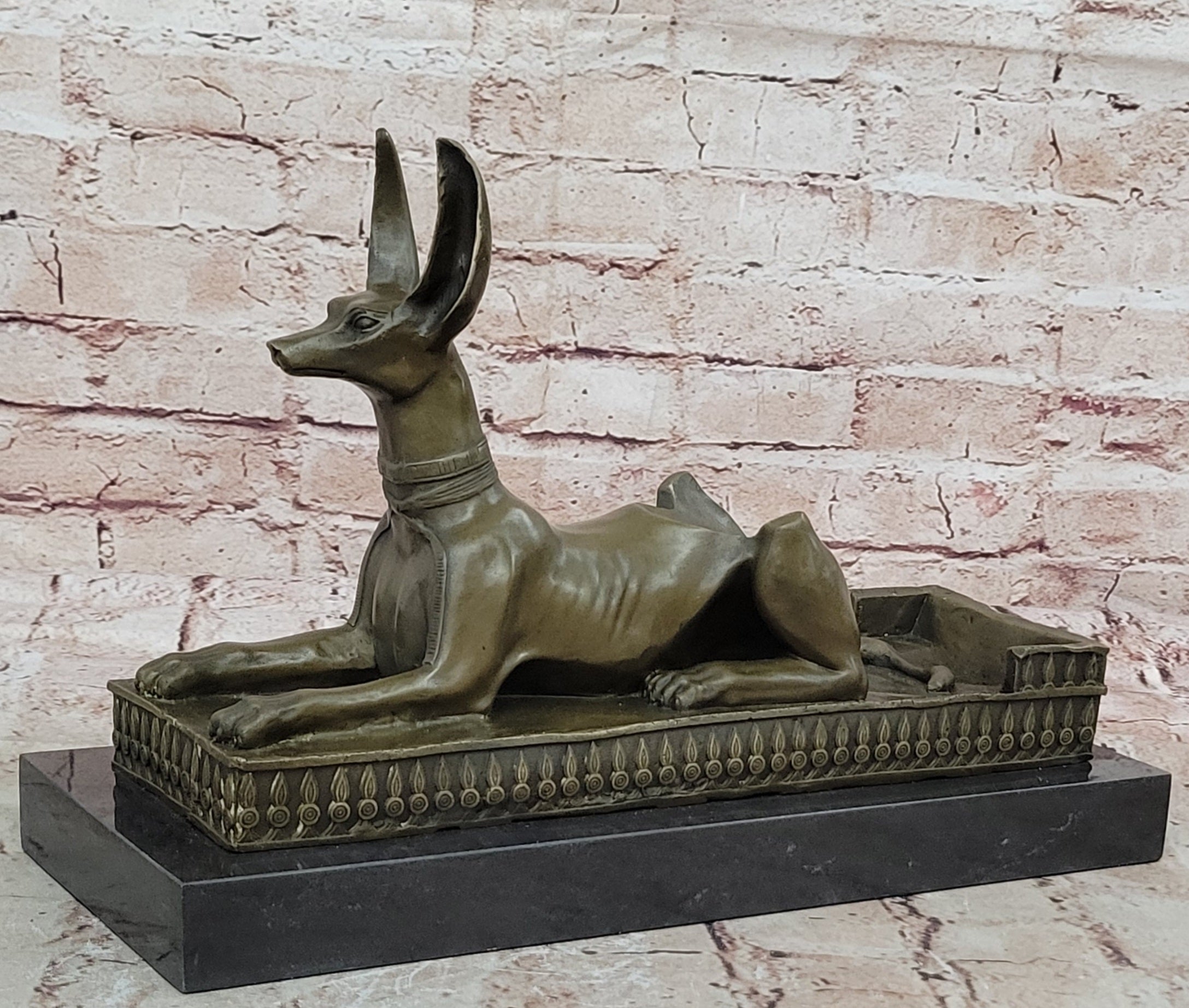 Art Deco Hand Made by Lost Wax Egypt Egyptian Dog Bronze Sculpture Statue Gift