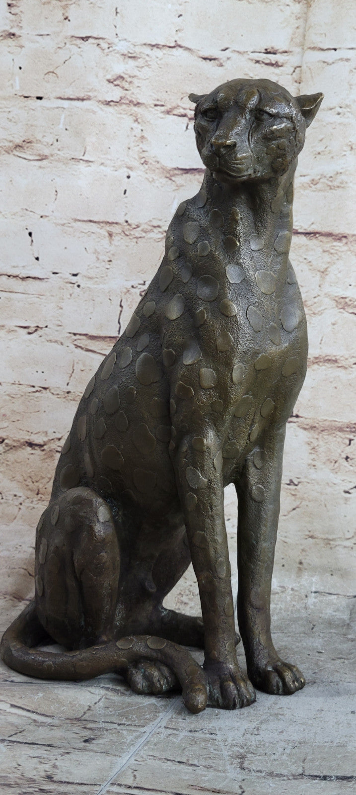 Art Deco Puma Jaguar Wildlife Cheetah Bronze Sculpture Statue Figurine Hot Cast