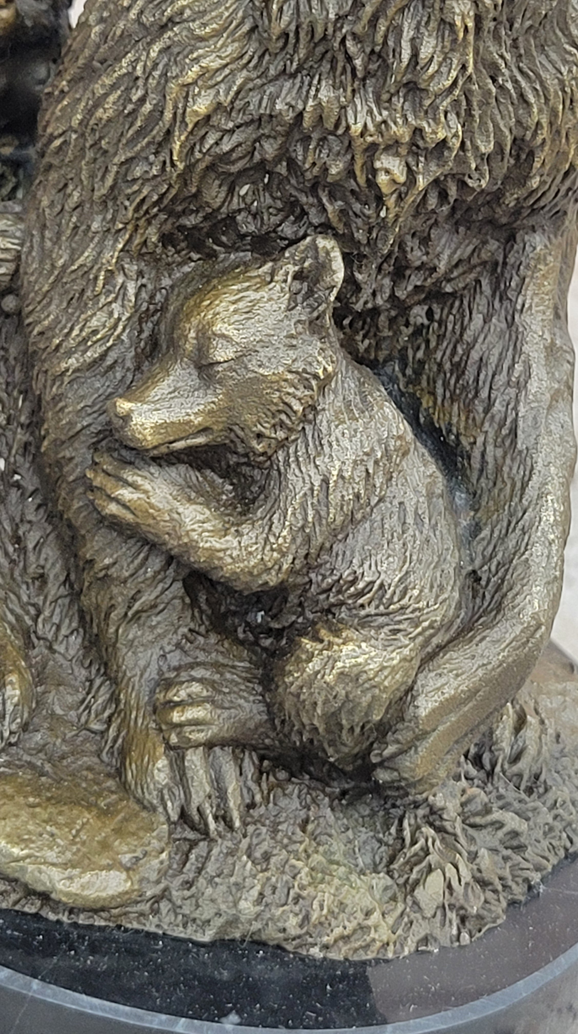 Handcrafted bronze sculpture SALE Cub Two Her With Bear Grizzly Original Signed
