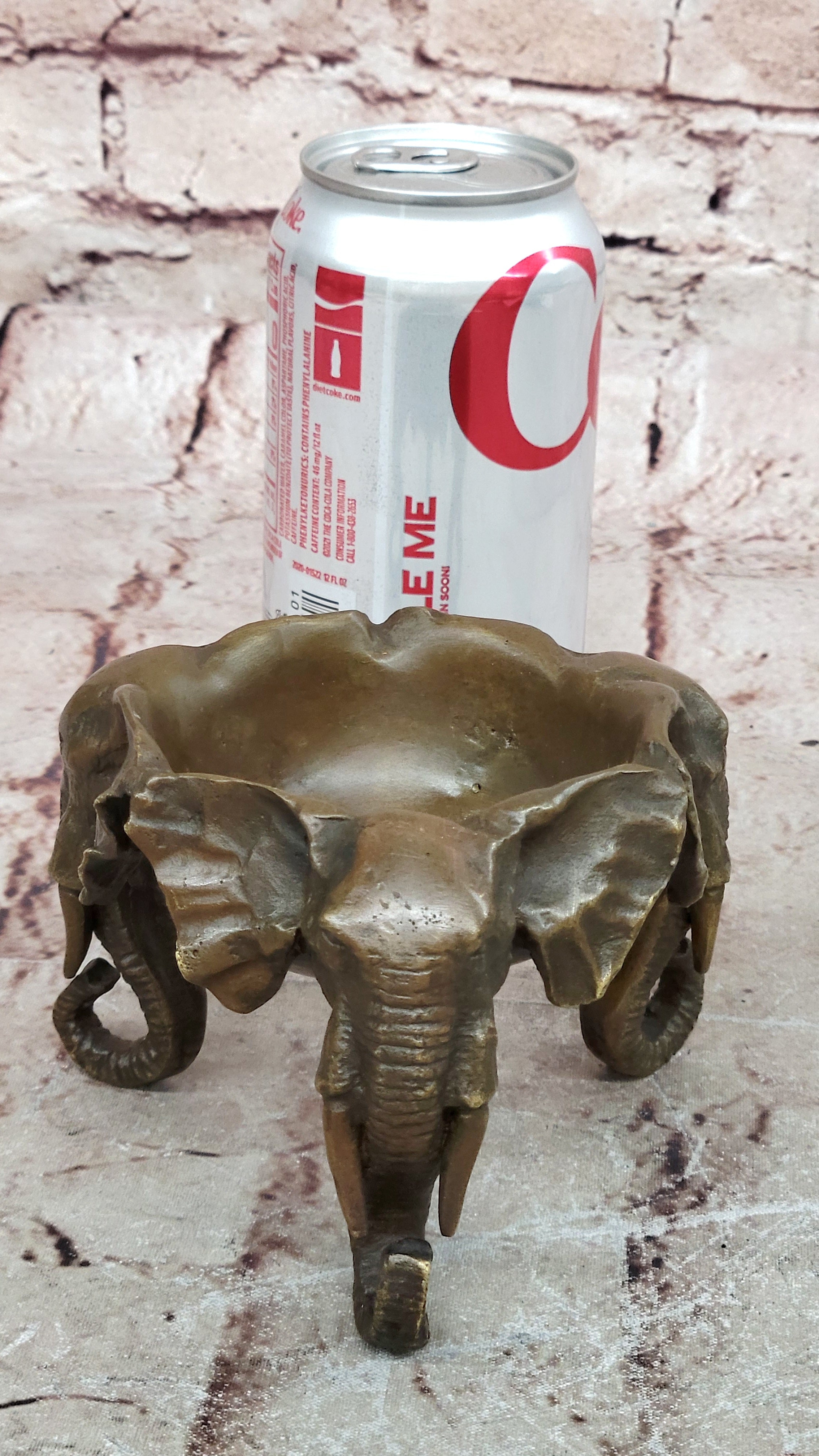 Art Deco Brass Bronze Copper Ashtray With Three Elephant Home Decor
