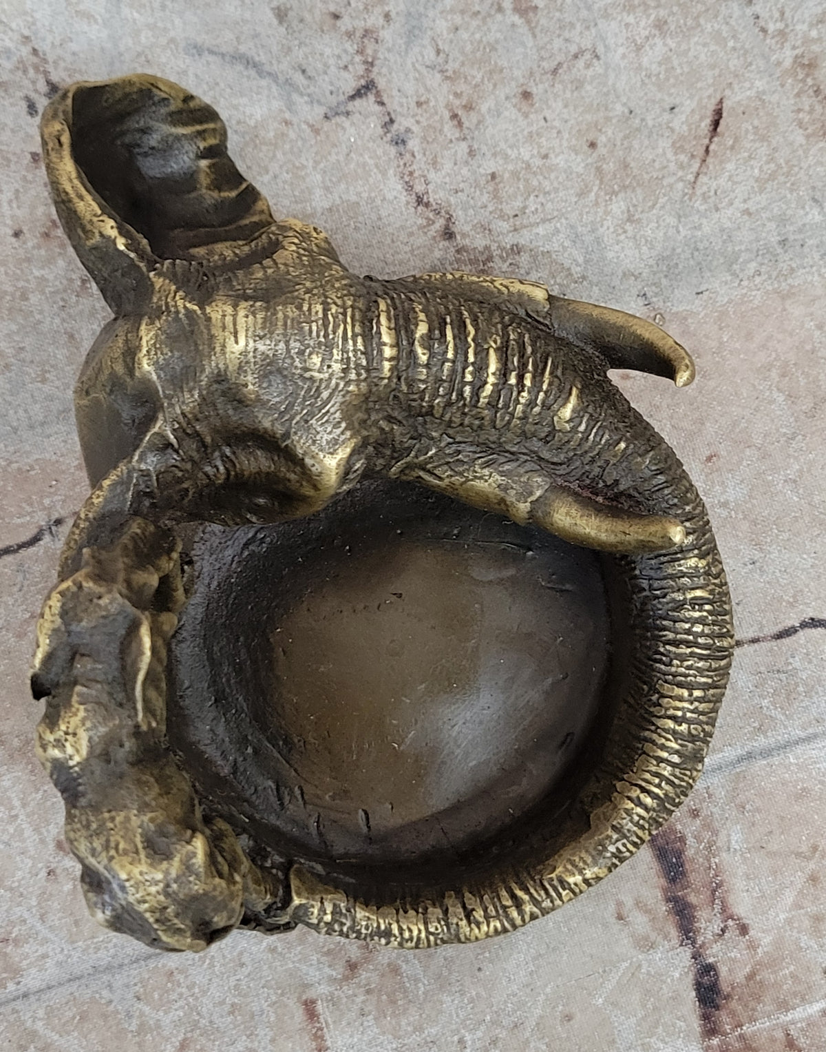 Art Deco Bronze & Copper Elephant Head Sculpture Ashtray