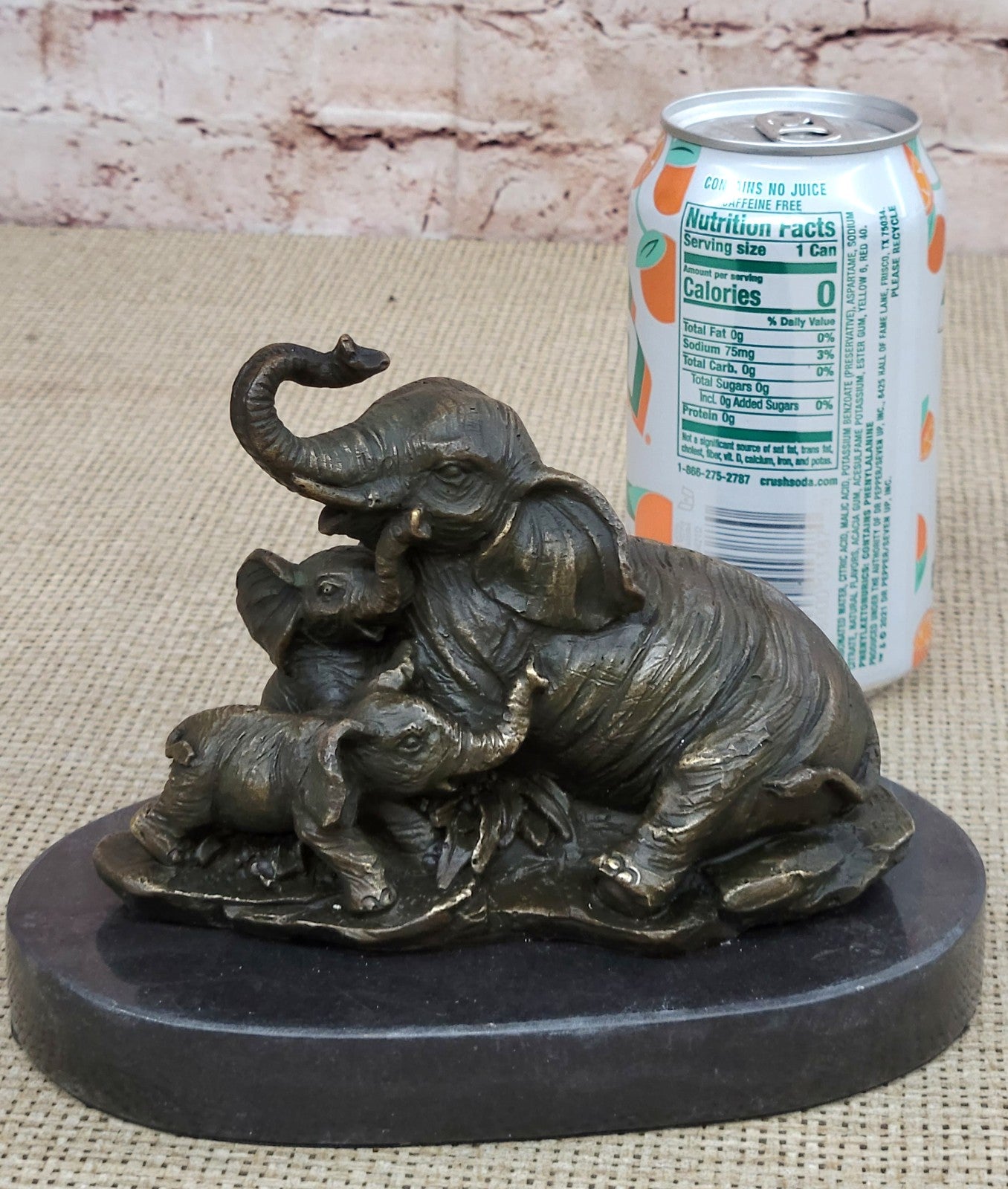 Bronze Sculpture Vienna African Elephant and Babies Wildlife Hot Cast Decor Gift