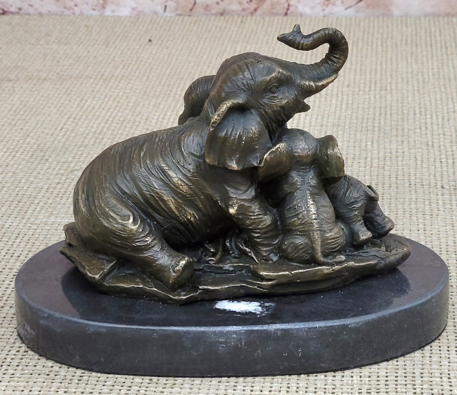 Bronze Sculpture Vienna African Elephant and Babies Wildlife Hot Cast Decor Gift