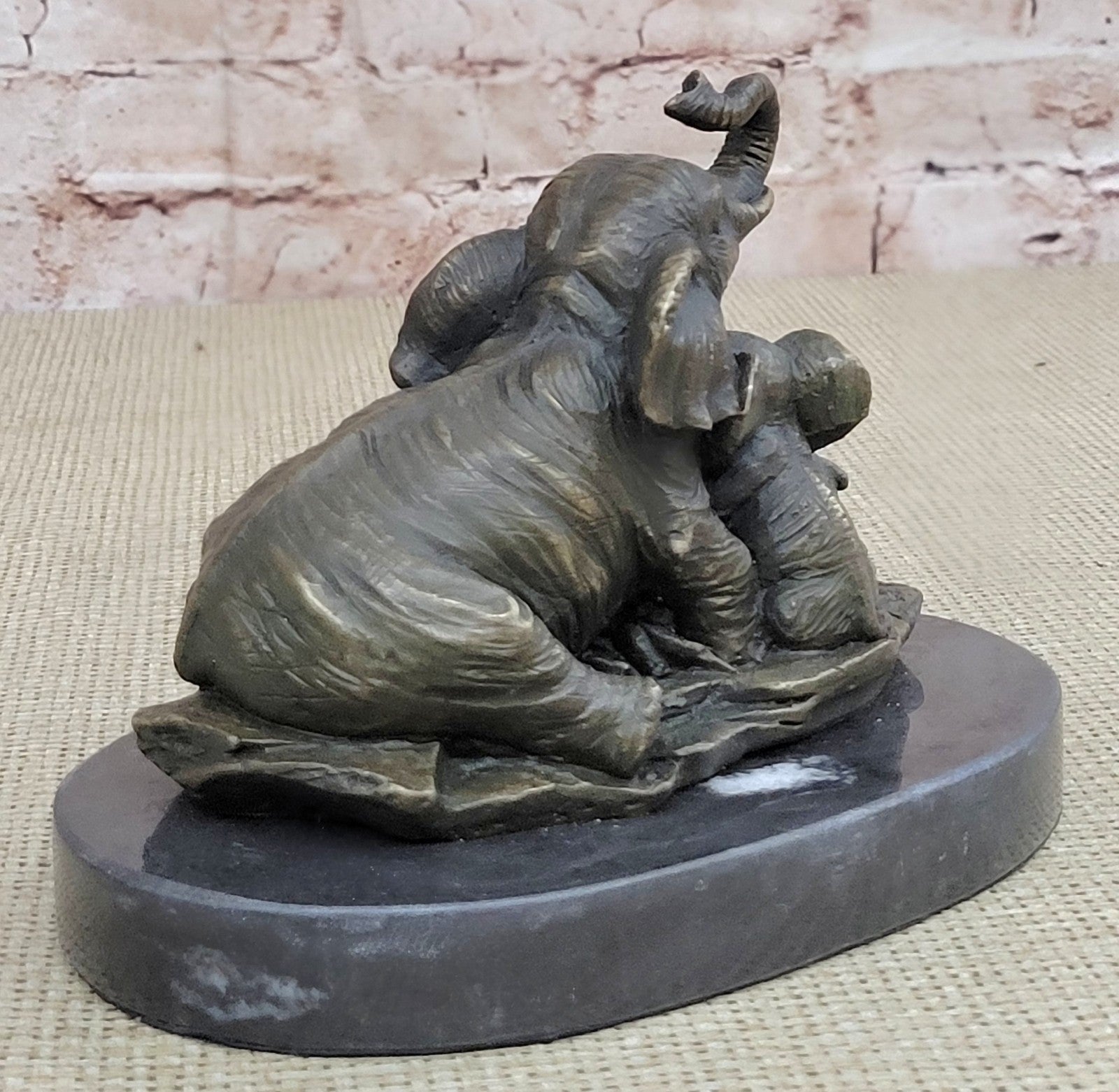 Bronze Sculpture Vienna African Elephant and Babies Wildlife Hot Cast Decor Gift