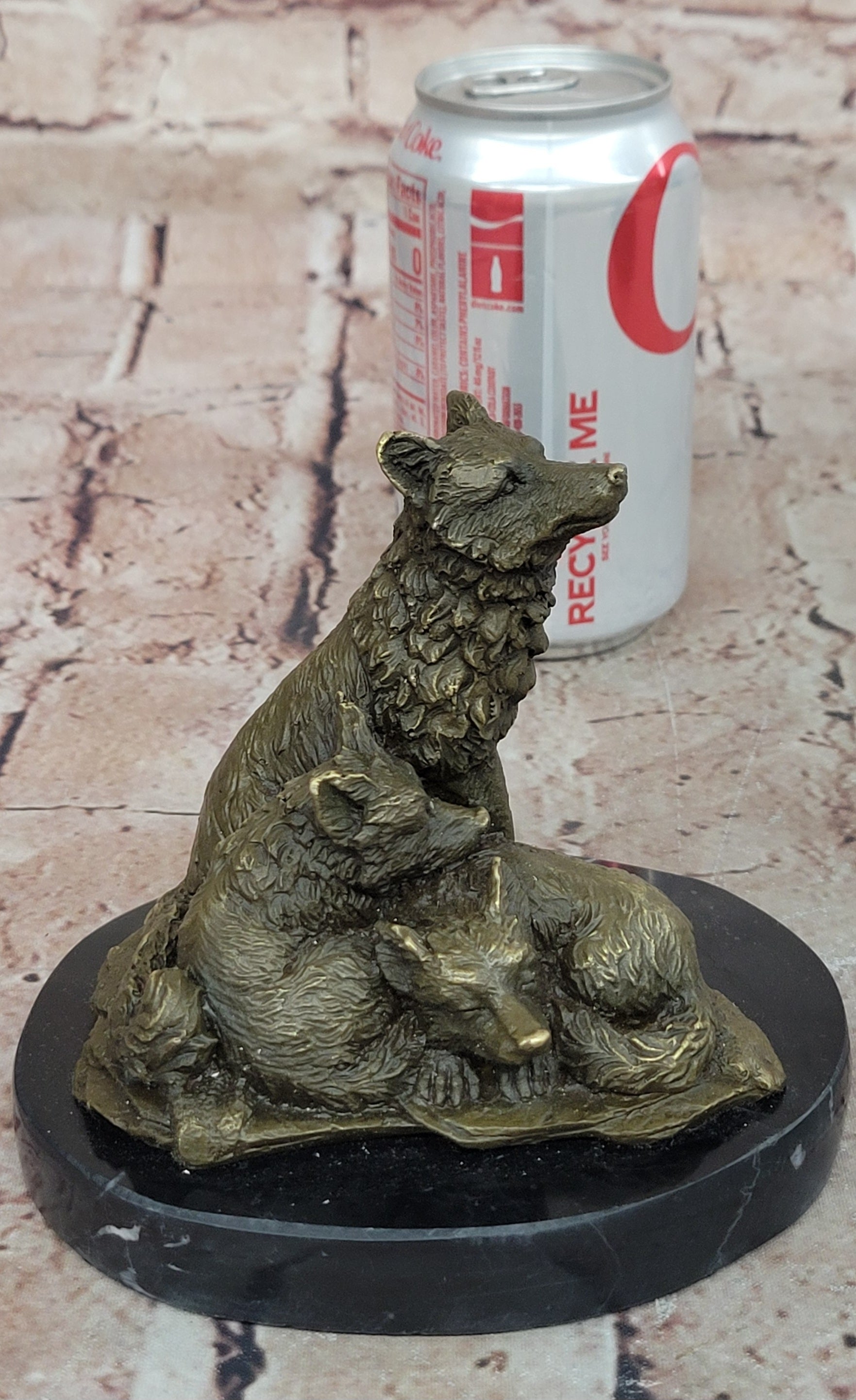 Hybrid Dogs Pack Running Wolves Wildlife Gift Bronze Marble Statue Sculpture