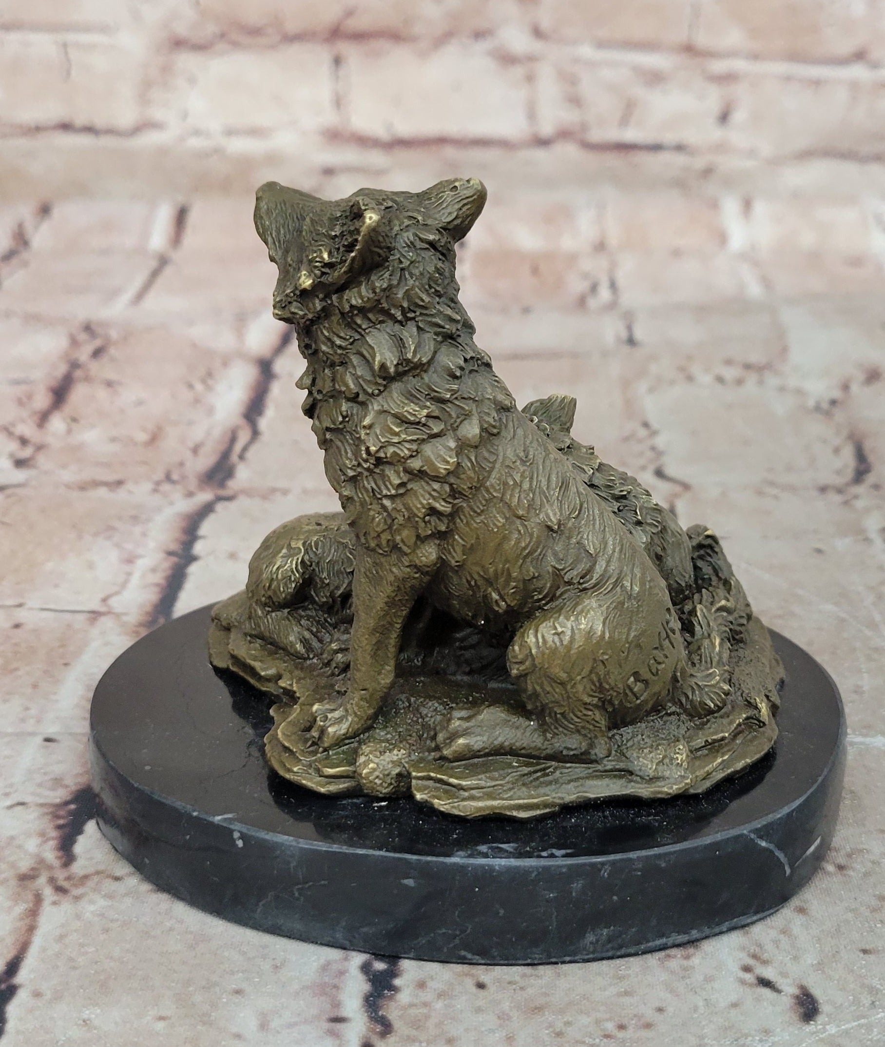 Hybrid Dogs Pack Running Wolves Wildlife Gift Bronze Marble Statue Sculpture