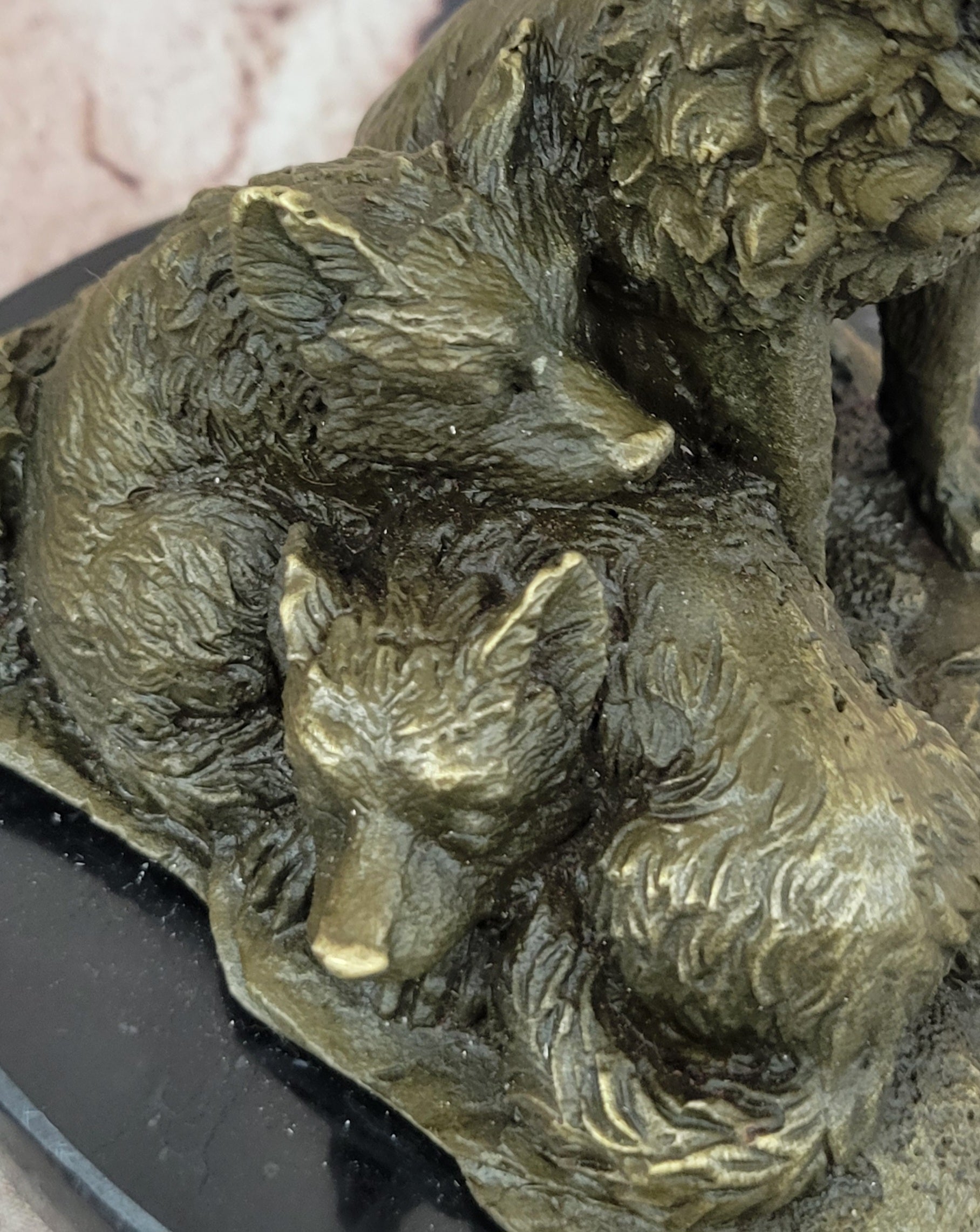 Hybrid Dogs Pack Running Wolves Wildlife Gift Bronze Marble Statue Sculpture