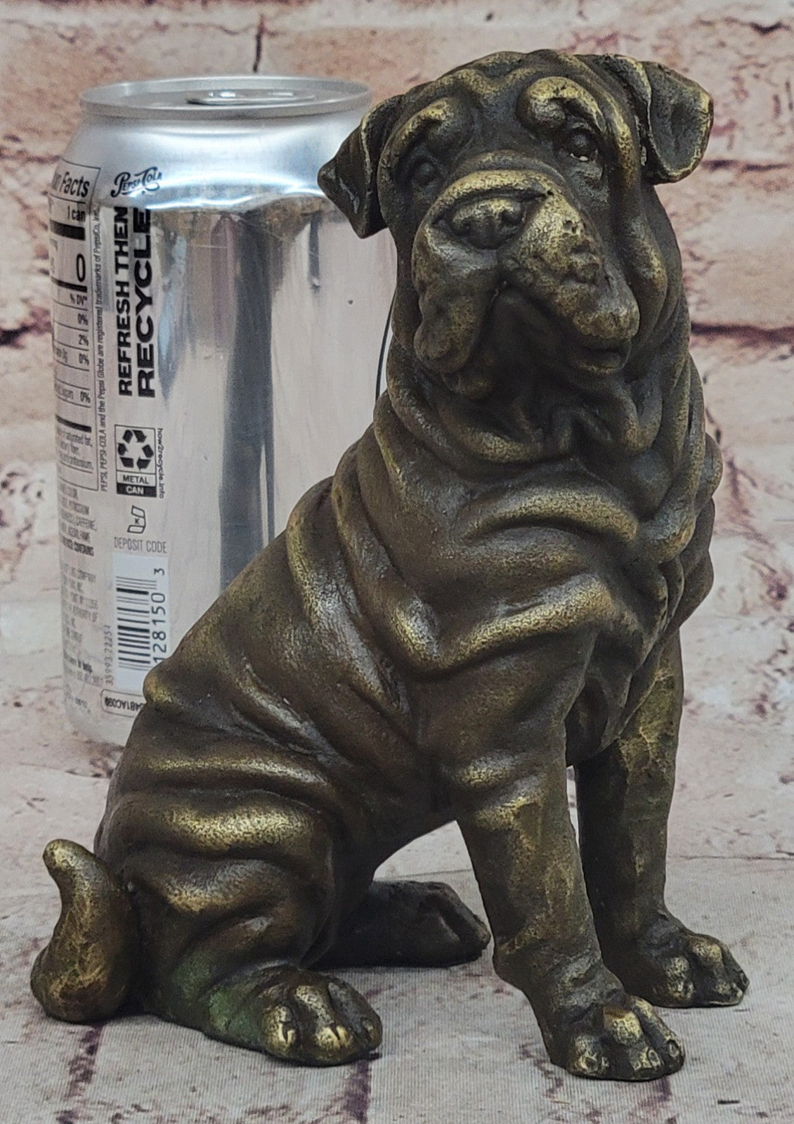 Shar Pei: Hot-Cast Bronze Figurine 6 inches long:: Kitchen & Home Decoration Art
