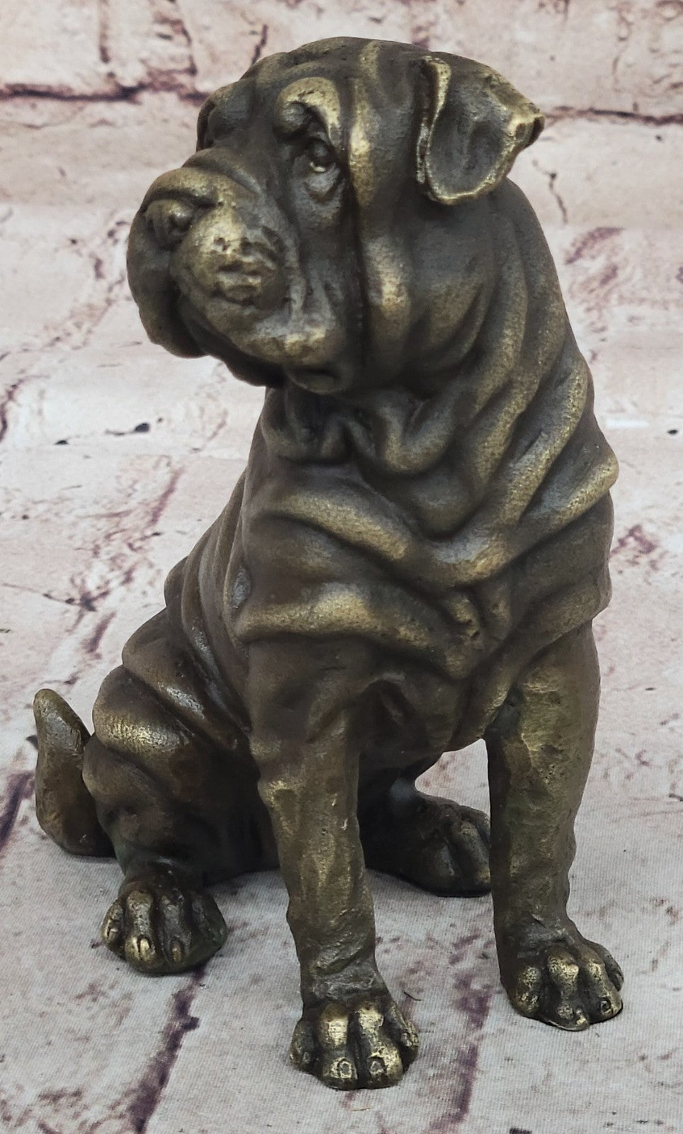 Shar Pei: Hot-Cast Bronze Figurine 6 inches long:: Kitchen & Home Decoration Art