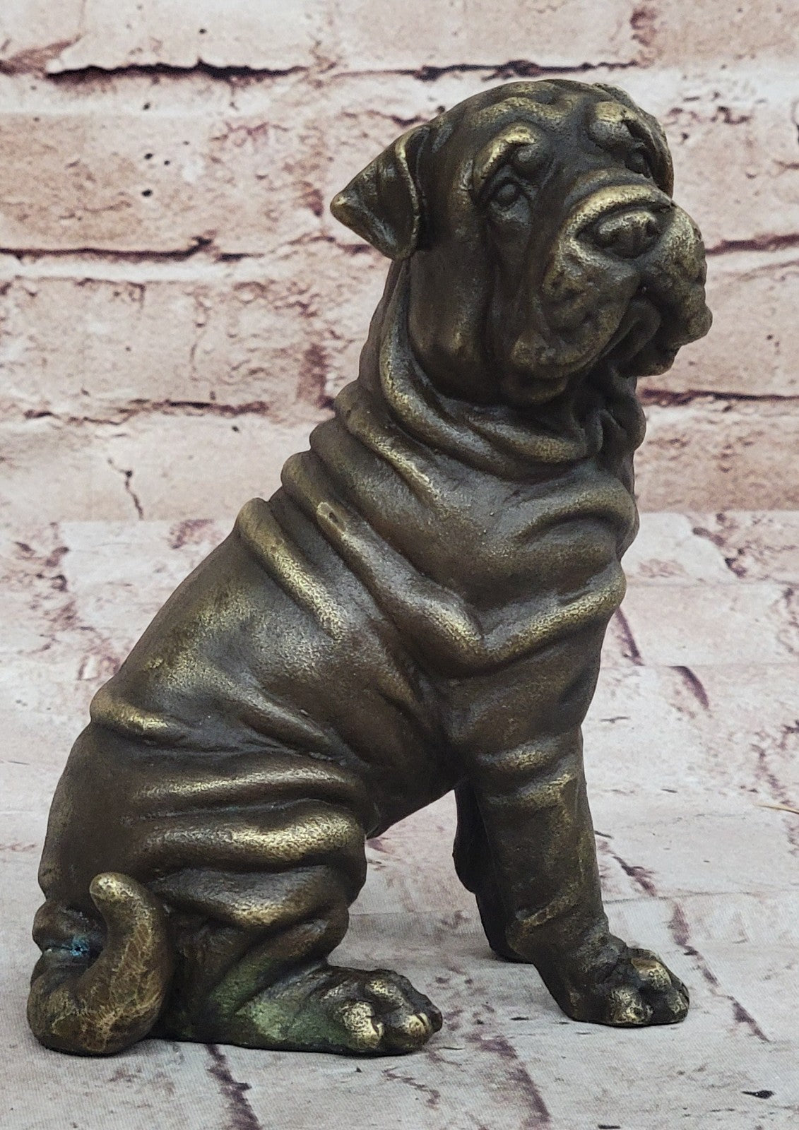 Shar Pei: Hot-Cast Bronze Figurine 6 inches long:: Kitchen & Home Decoration Art