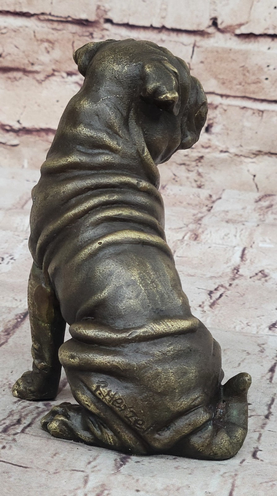 Shar Pei: Hot-Cast Bronze Figurine 6 inches long:: Kitchen & Home Decoration Art