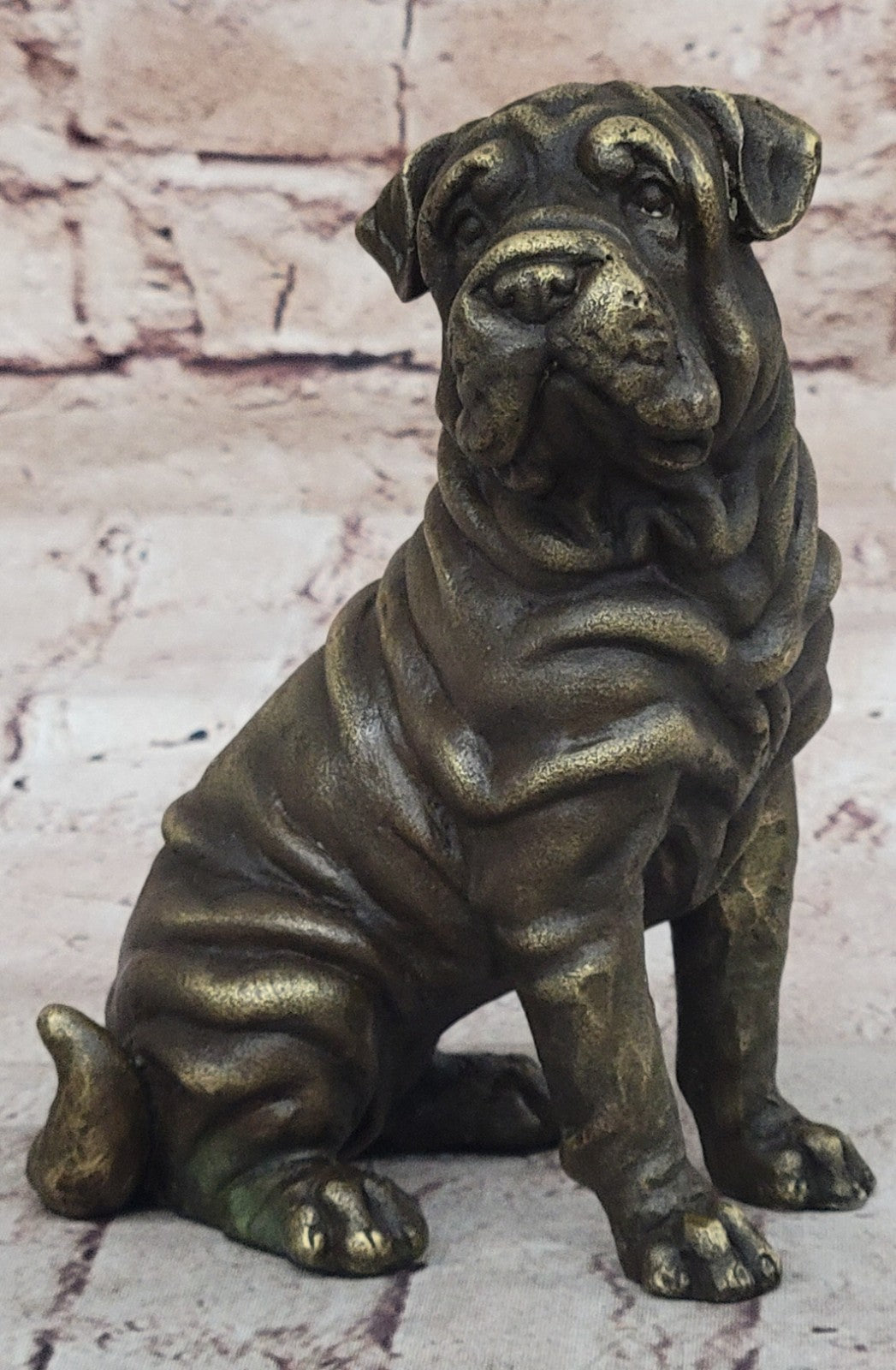 Shar Pei: Hot-Cast Bronze Figurine 6 inches long:: Kitchen & Home Decoration Art