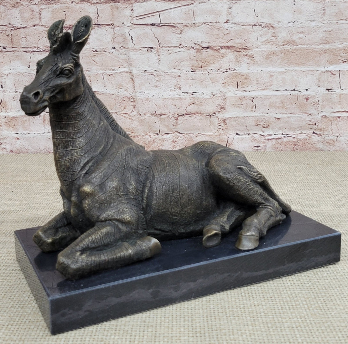 Handcrafted bronze sculpture SALE Decor Base Marble Deco Art Zebra African