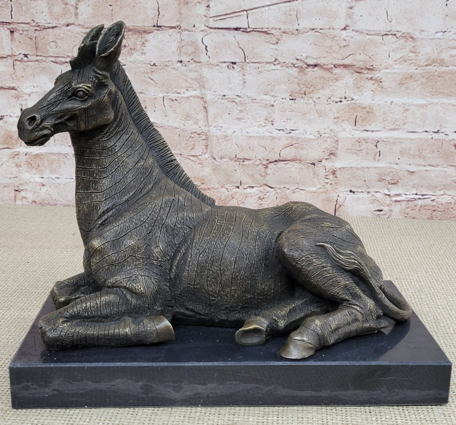 Handcrafted bronze sculpture SALE Decor Base Marble Deco Art Zebra African