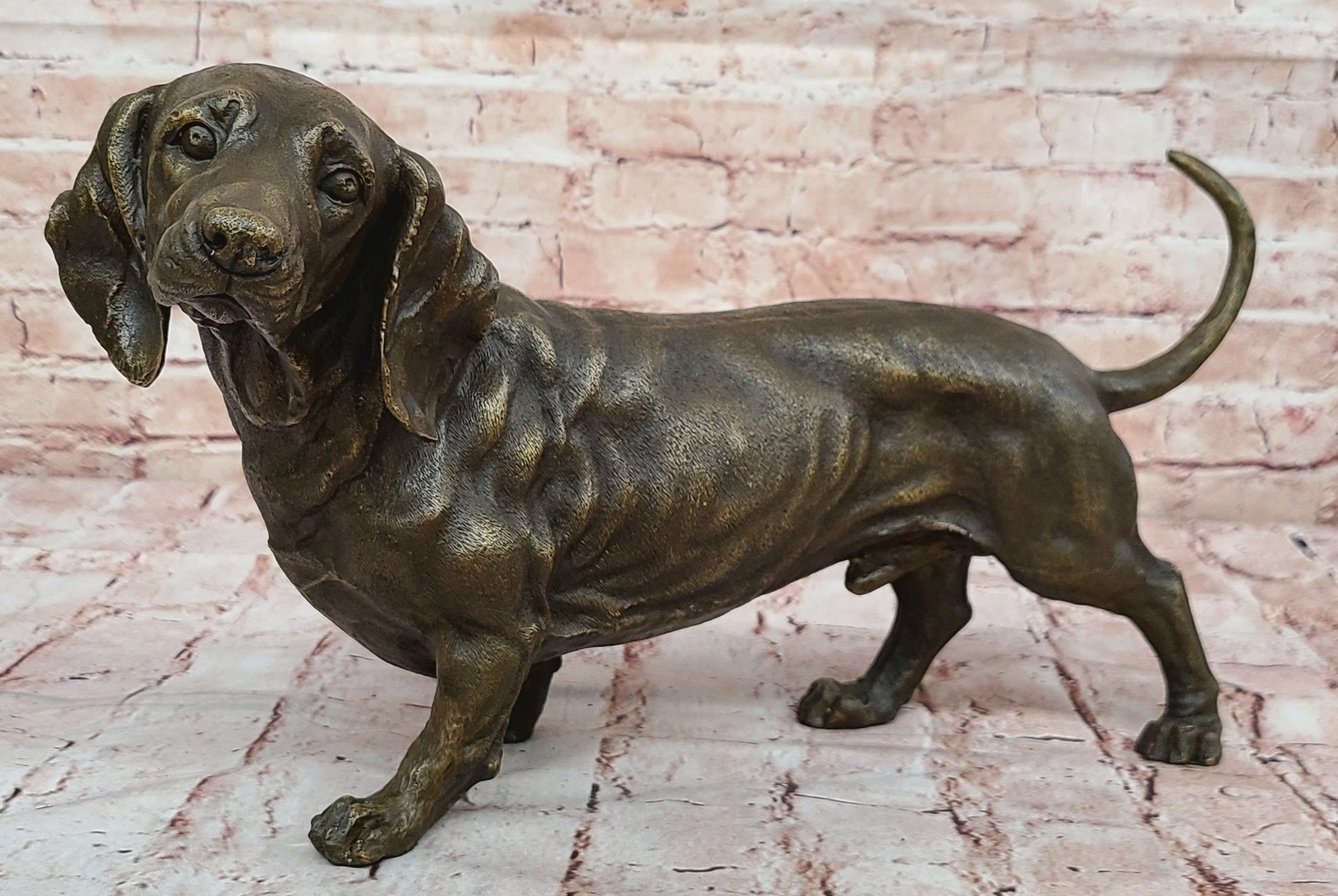 Art Deco European Made Bloodhound Dog Animal Home Office Bronze Statue Decor