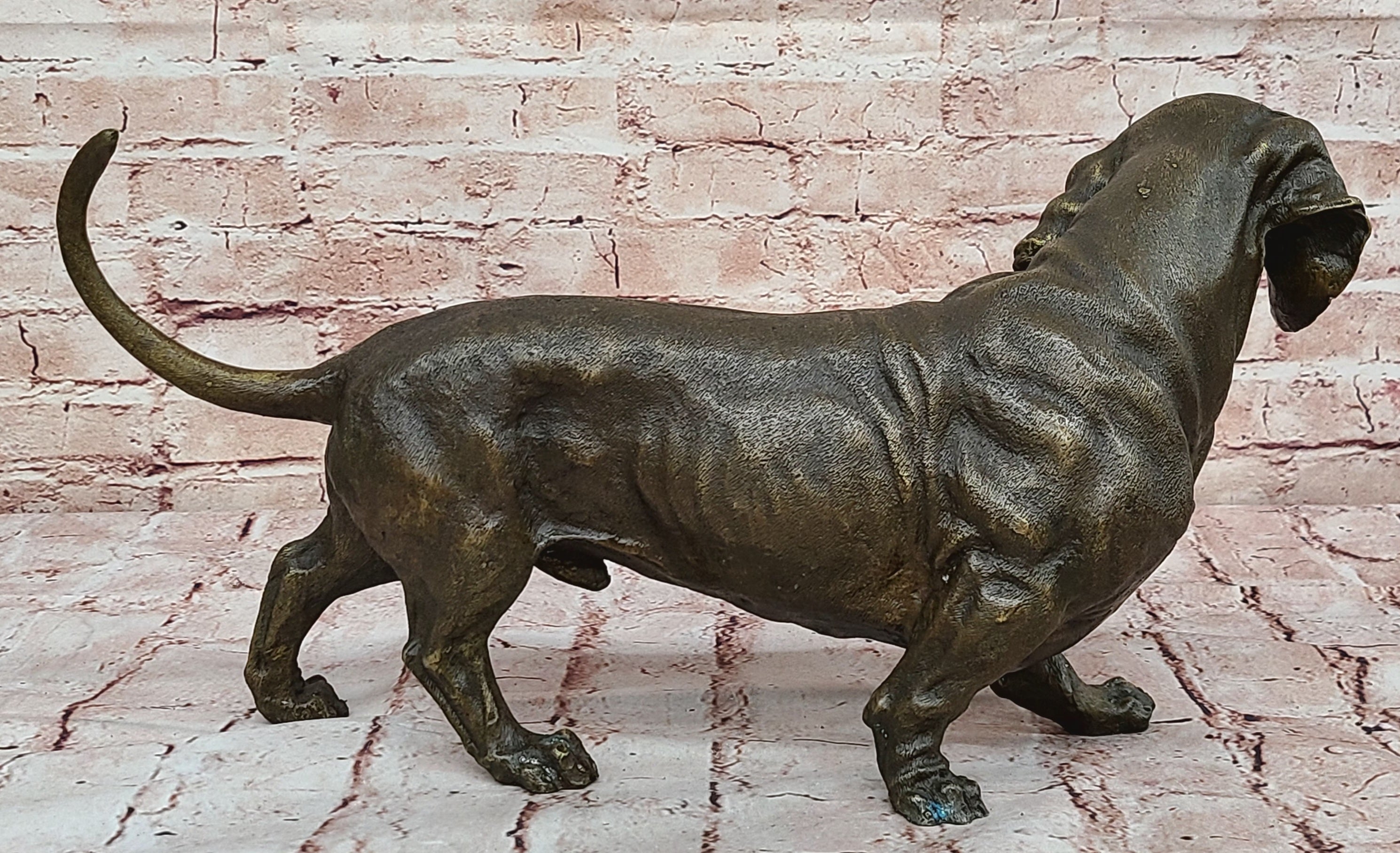 Art Deco European Made Bloodhound Dog Animal Home Office Bronze Statue Decor