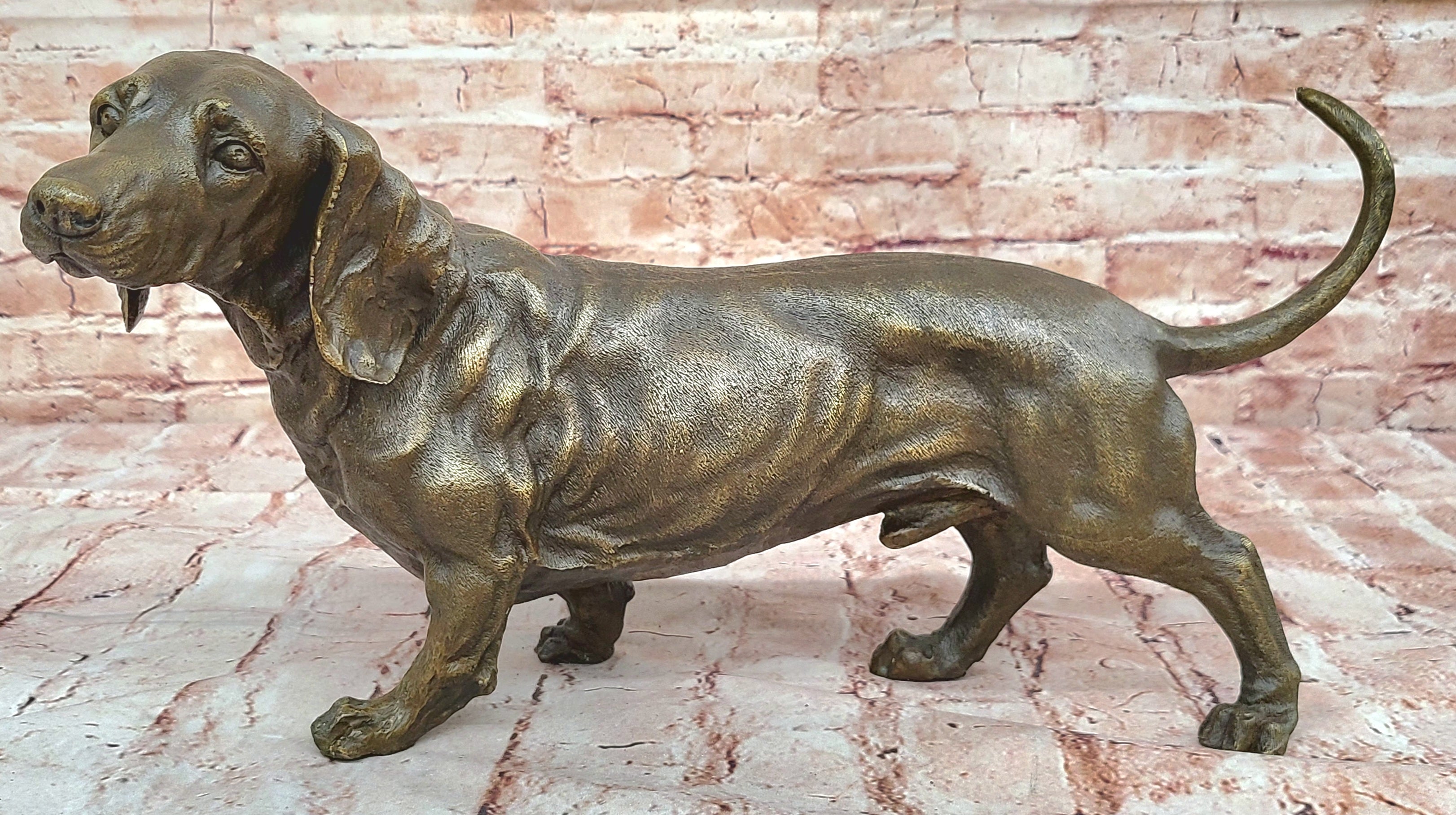 Art Deco European Made Bloodhound Dog Animal Home Office Bronze Statue Decor