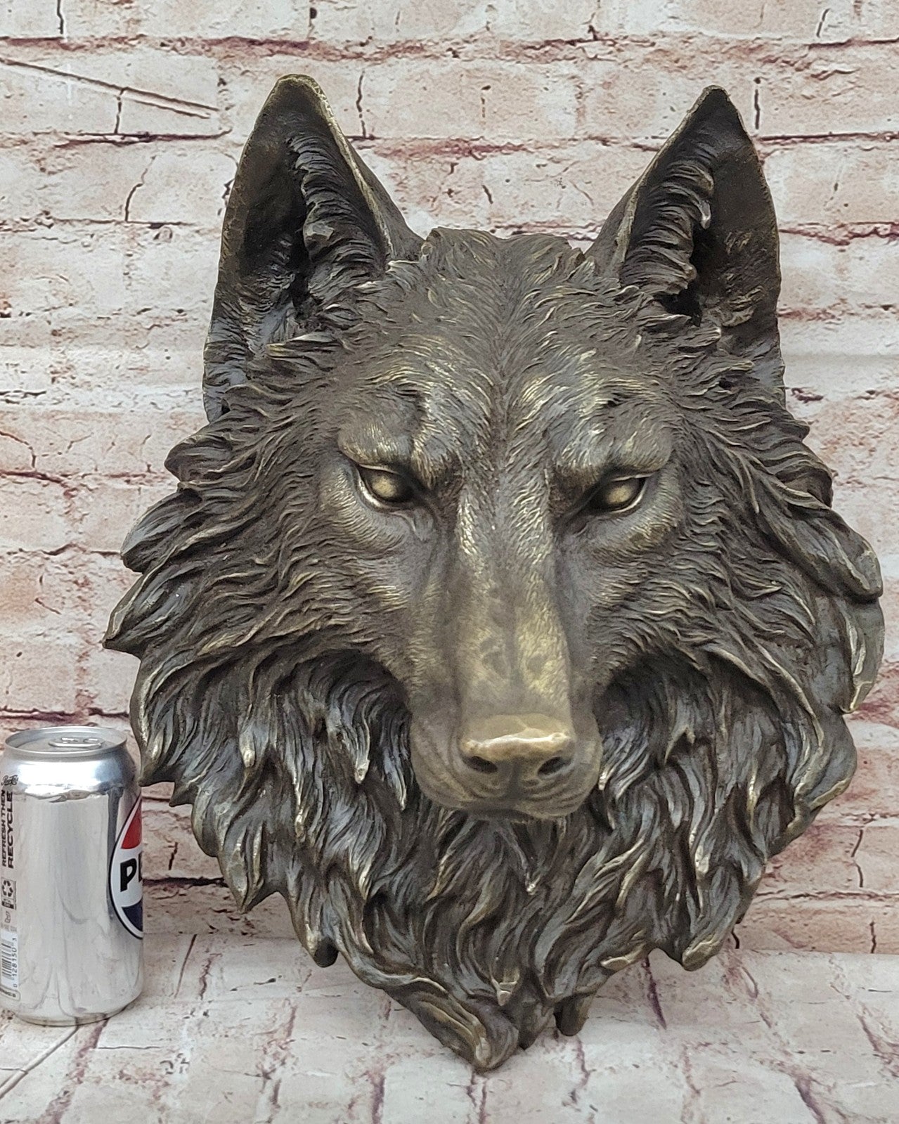 Handcrafted bronze sculpture SALE Signed Original Hot Cast Wolf Head Wall