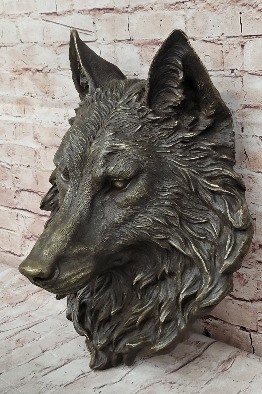 Handcrafted bronze sculpture SALE Signed Original Hot Cast Wolf Head Wall