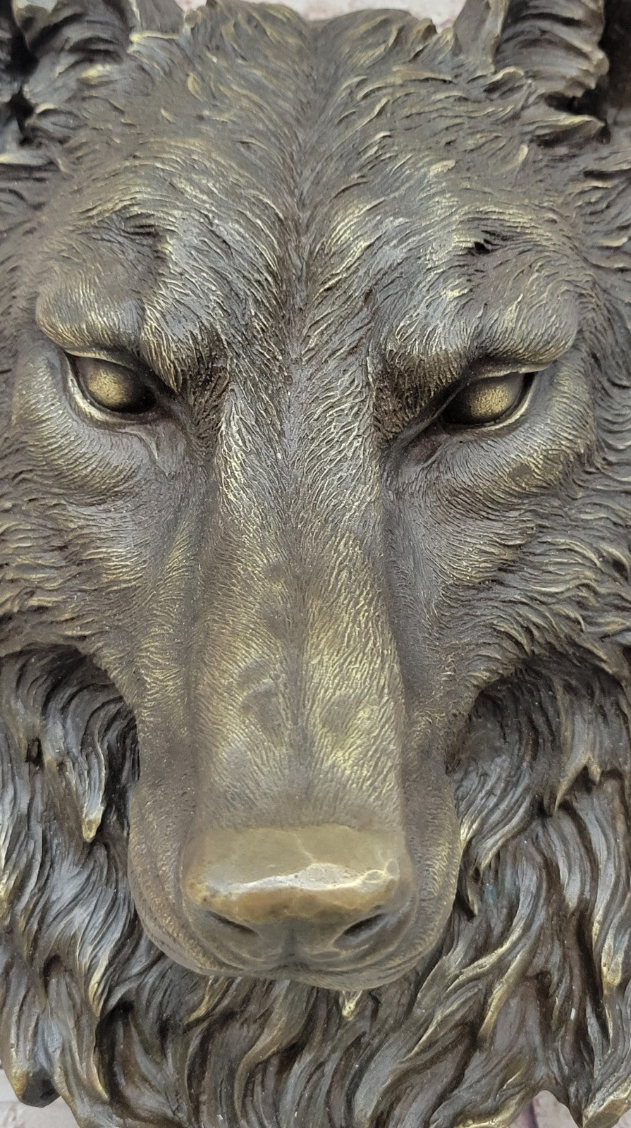 Handcrafted bronze sculpture SALE Signed Original Hot Cast Wolf Head Wall