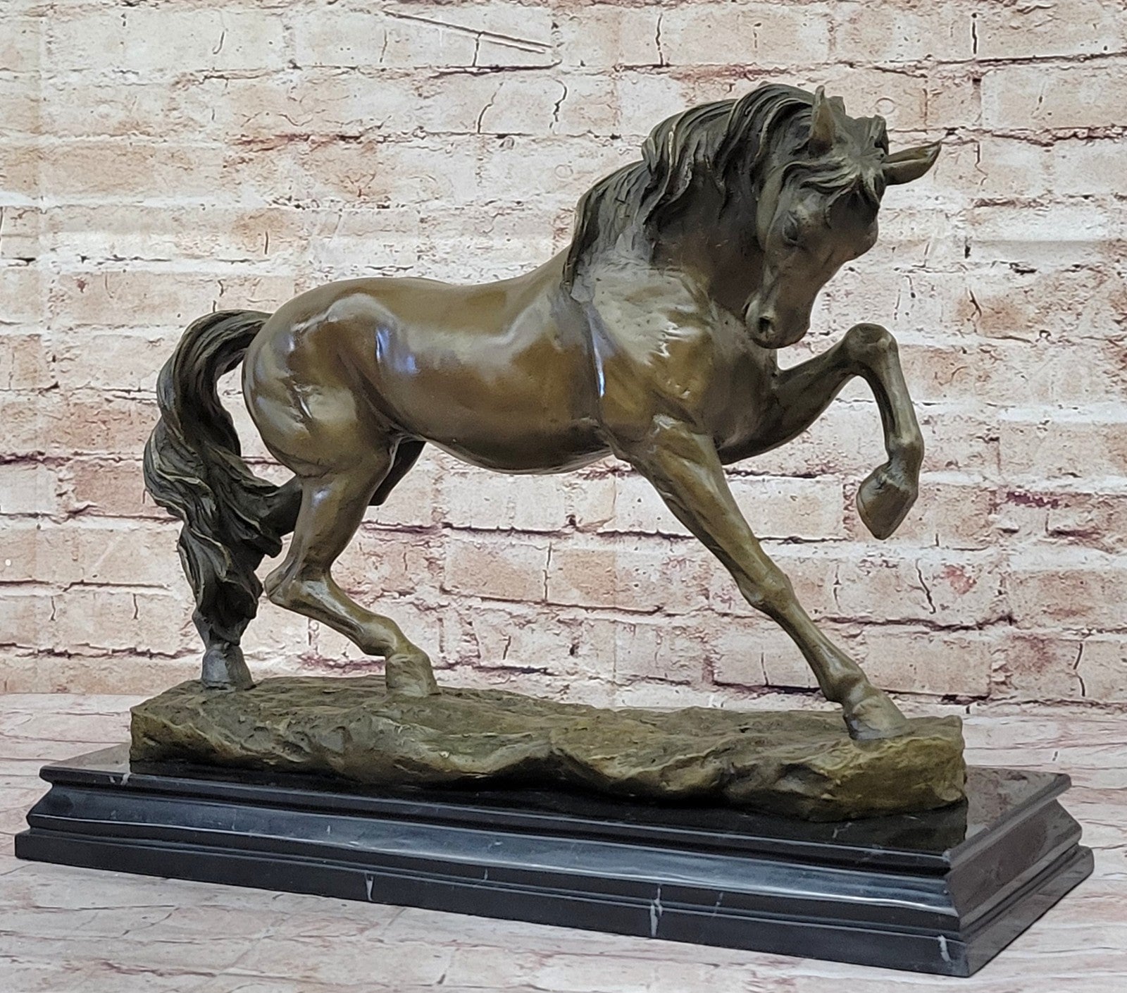 Bronze Sculpture Hand Made by Lost Wax Large 30 Lbs Stallion Horse Figurine deco